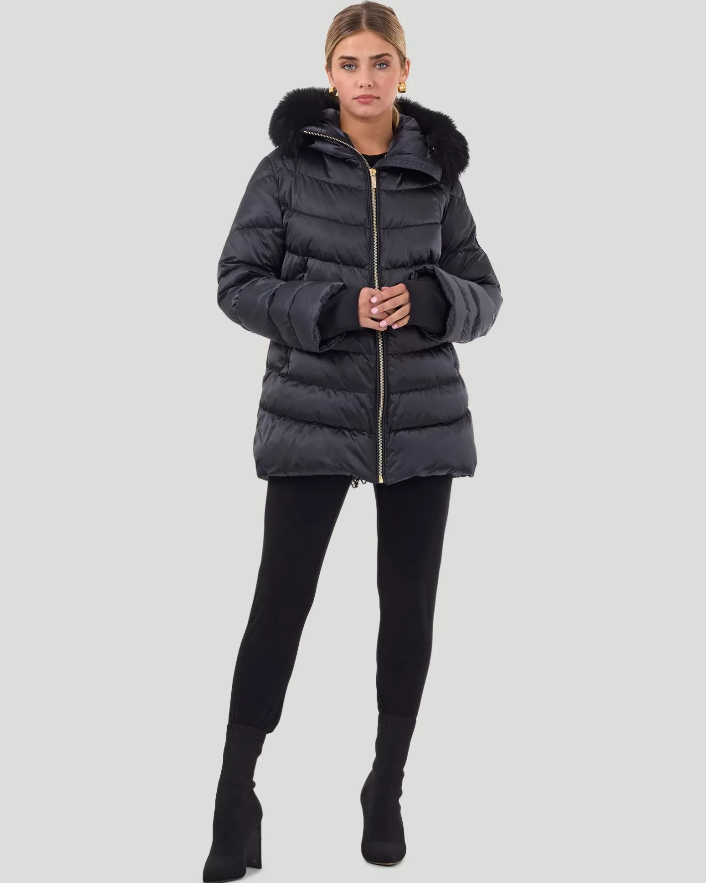 Women GORSKI Montreal Après-Ski Jacket With Detachable Toscana Shearling Lamb Hood Trim