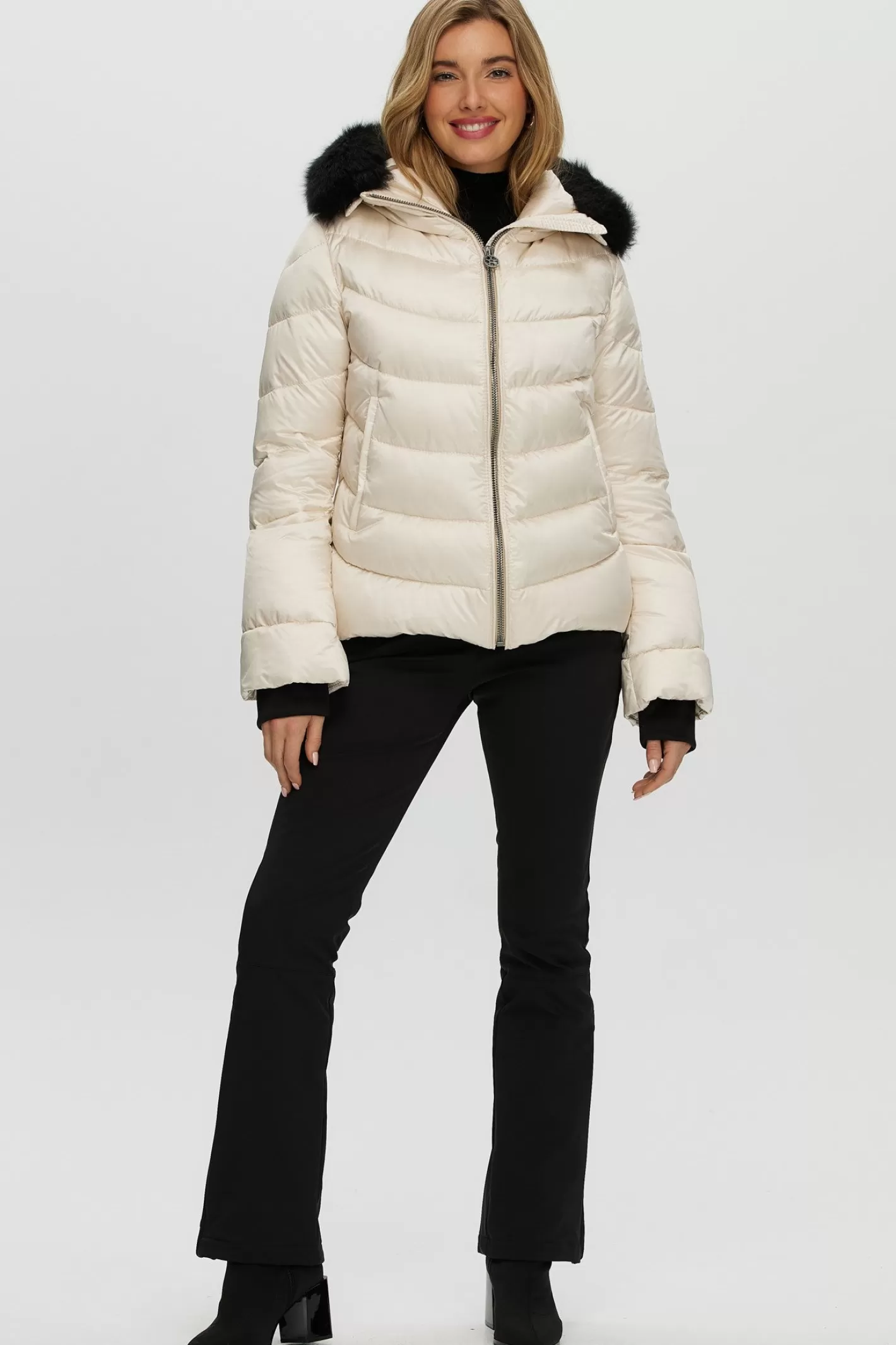 Women GORSKI Montreal Après-Ski Jacket With Detachable Toscana Shearling Lamb Hood Trim