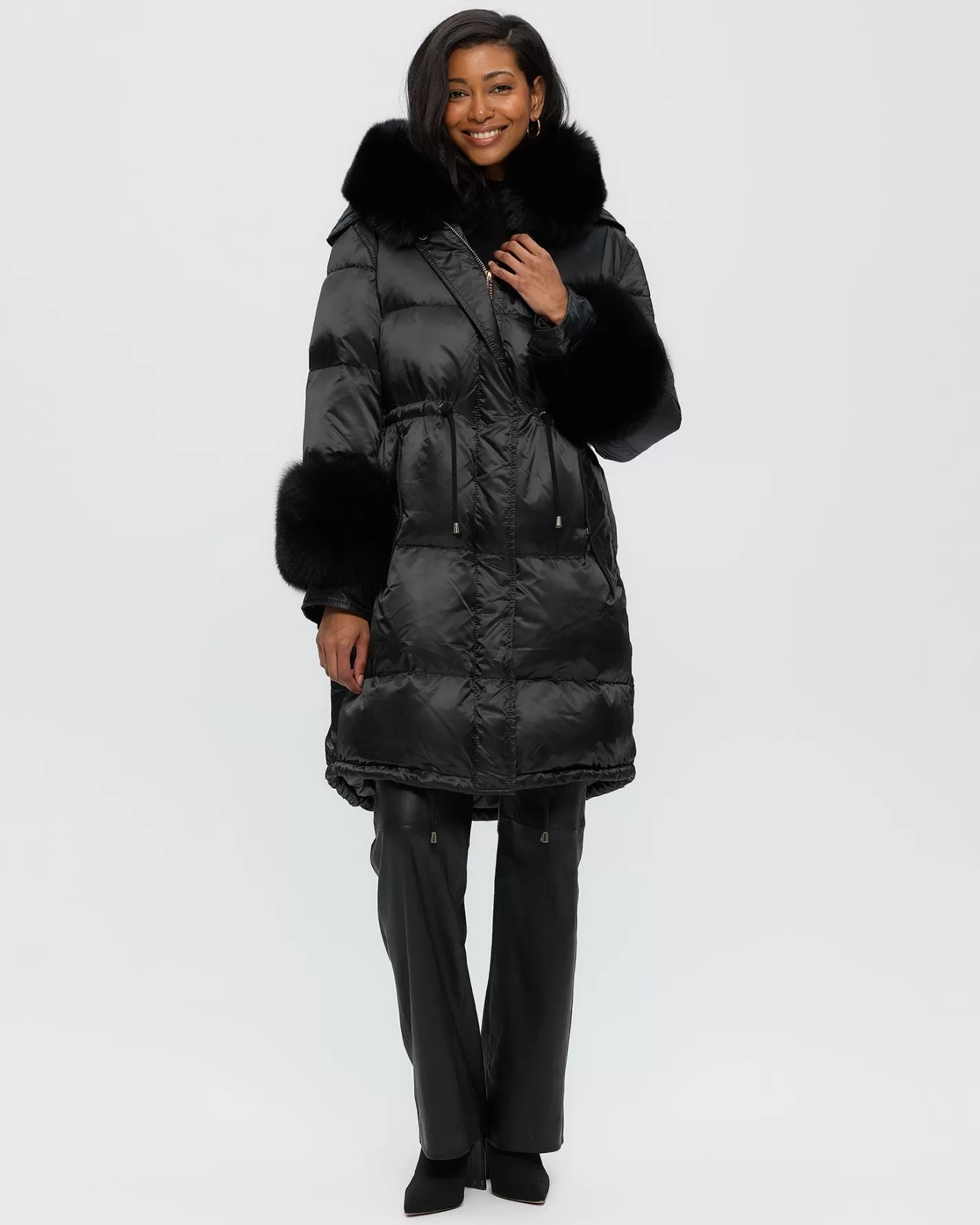 Women GORSKI Montreal Après-Ski Jacket With Detachable Toscana Shearling Lamb Hood Trim & Toscana Shearling Lamb Cuffs