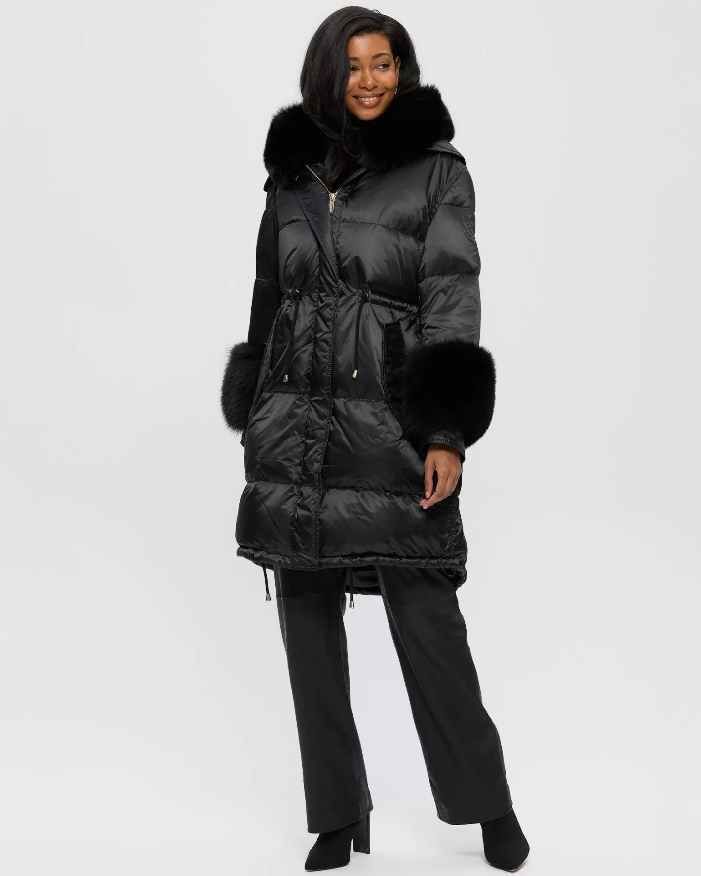 Women GORSKI Montreal Après-Ski Jacket With Detachable Toscana Shearling Lamb Hood Trim & Toscana Shearling Lamb Cuffs