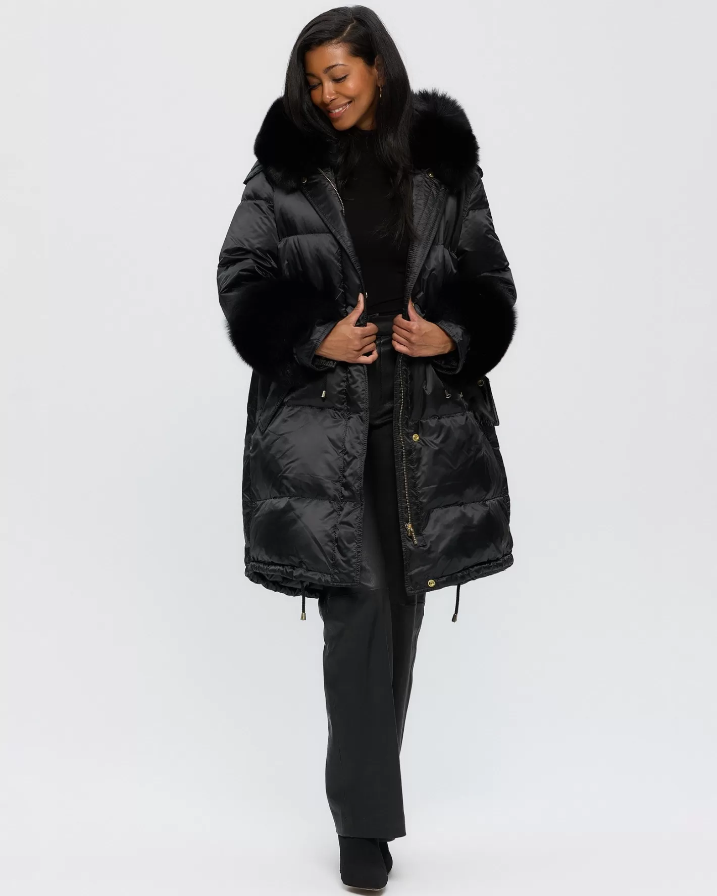 Women GORSKI Montreal Après-Ski Jacket With Detachable Toscana Shearling Lamb Hood Trim & Toscana Shearling Lamb Cuffs