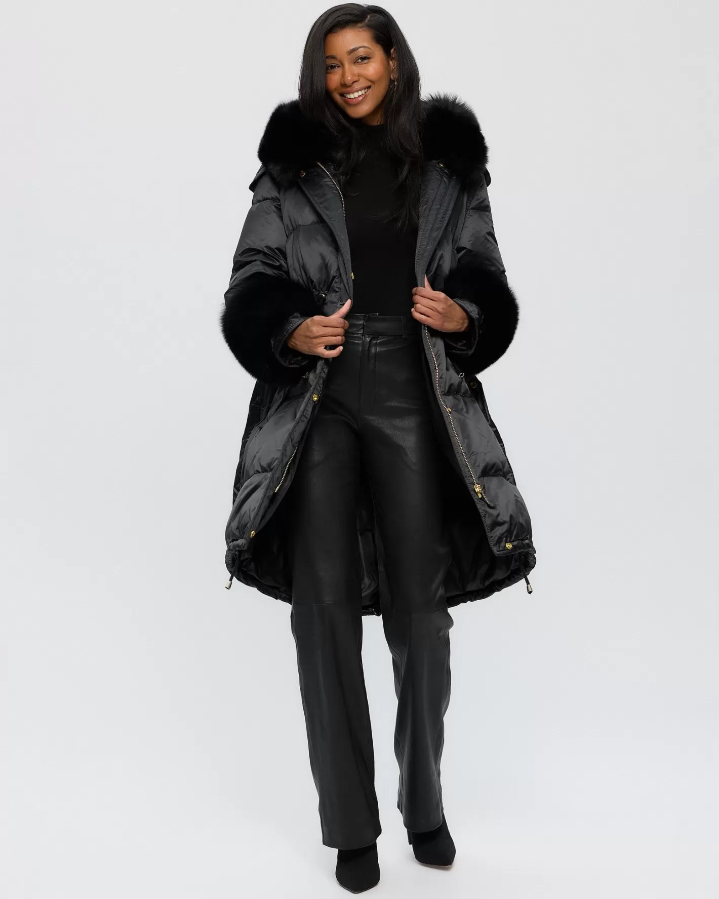 Women GORSKI Montreal Après-Ski Jacket With Detachable Toscana Shearling Lamb Hood Trim & Toscana Shearling Lamb Cuffs