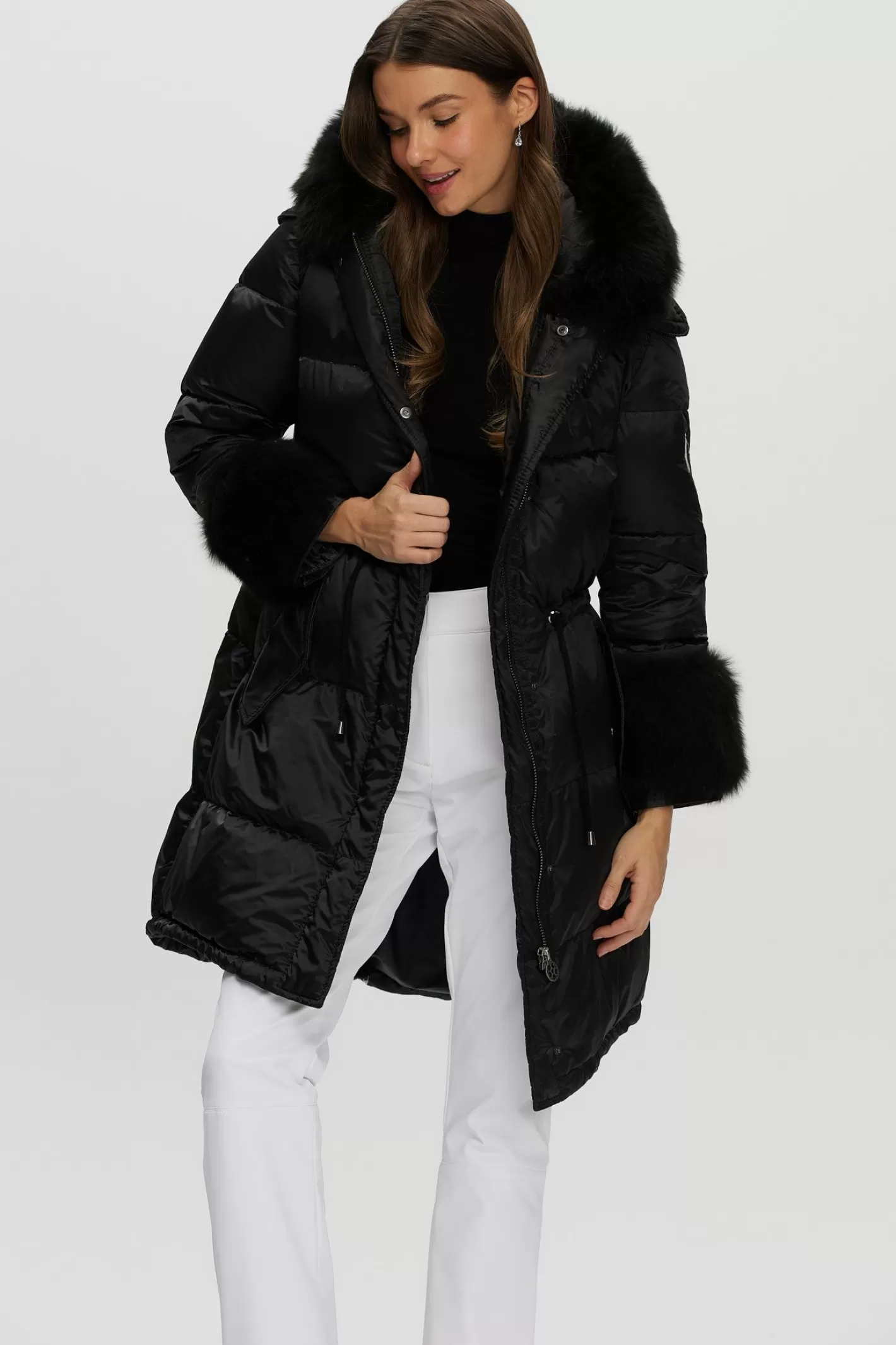 Women GORSKI Montreal Après-Ski Jacket With Detachable Toscana Shearling Lamb Hood Trim & Toscana Shearling Lamb Cuffs