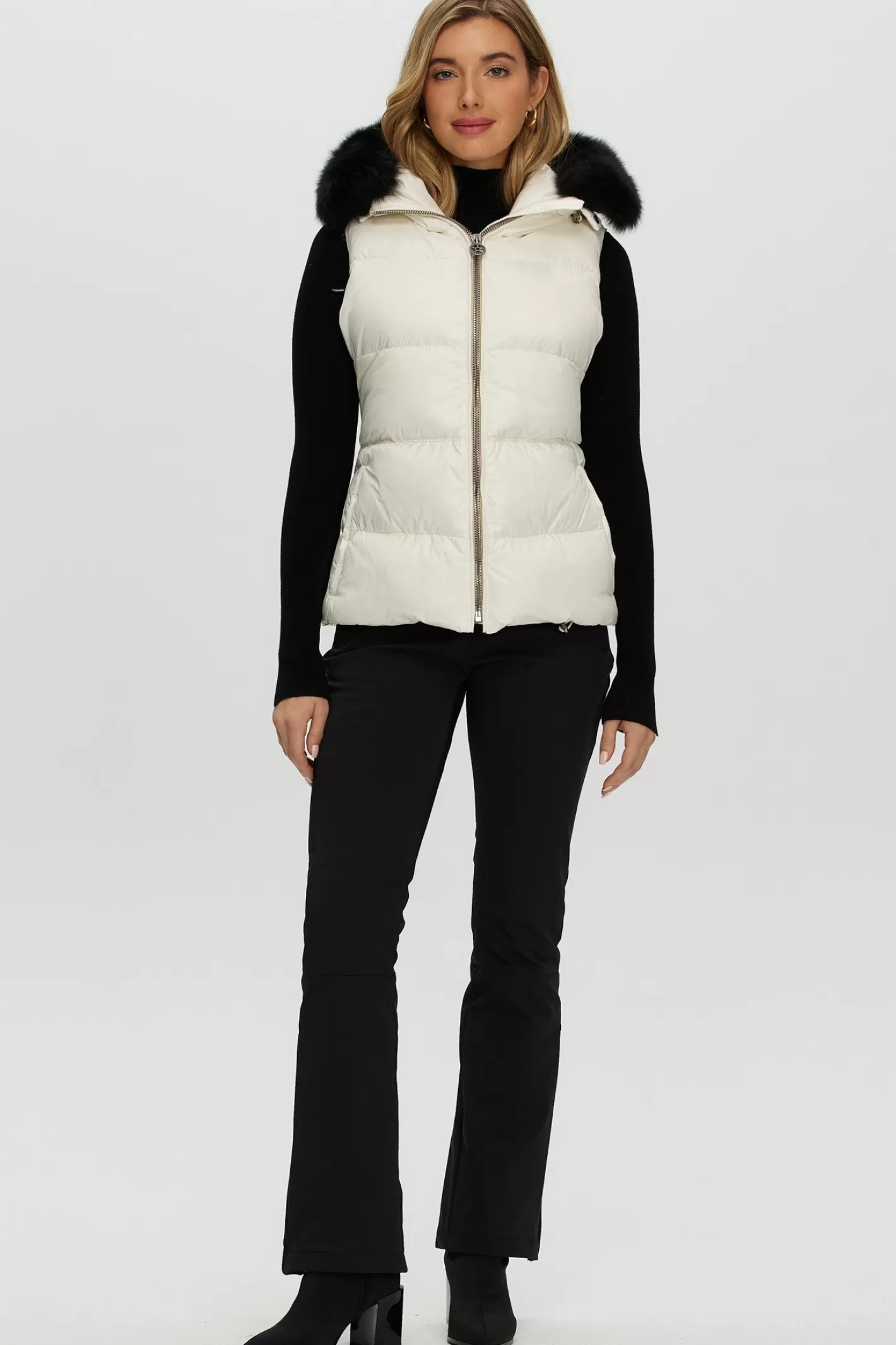 Women GORSKI Montreal Après-Ski Vest With Detachable Toscana Shearling Lamb Hood Trim