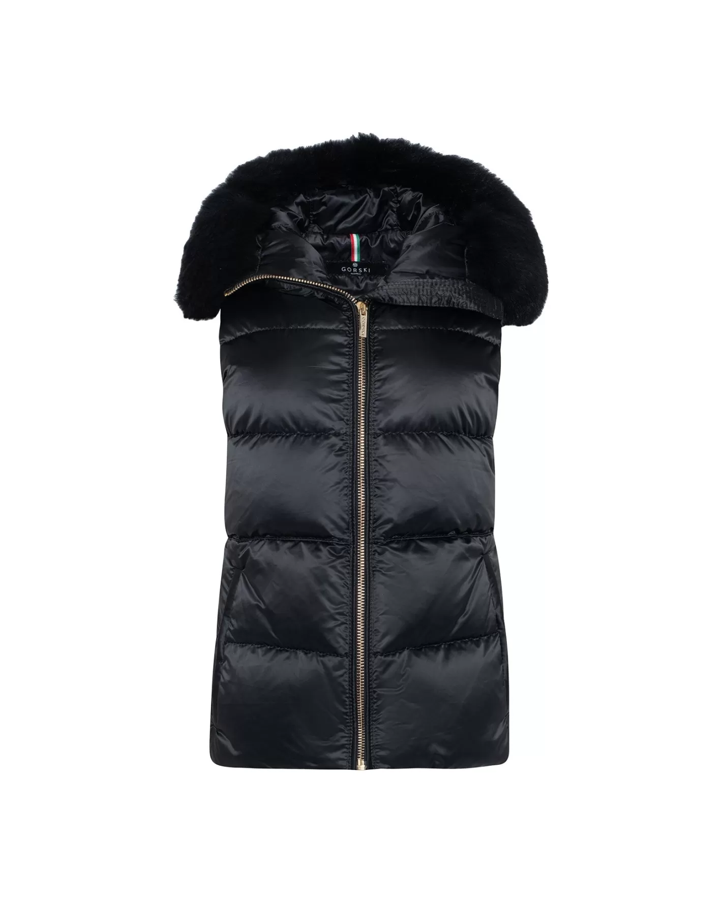 Women GORSKI Montreal Après-Ski Vest With Detachable Toscana Shearling Lamb Hood Trim