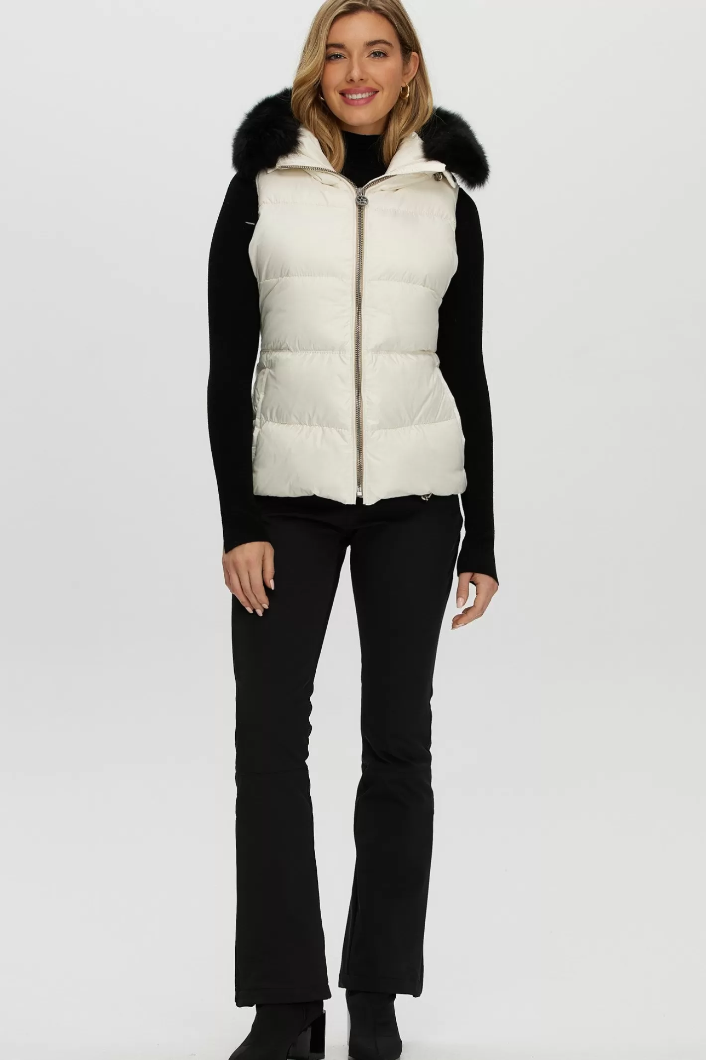 Women GORSKI Montreal Après-Ski Vest With Detachable Toscana Shearling Lamb Hood Trim