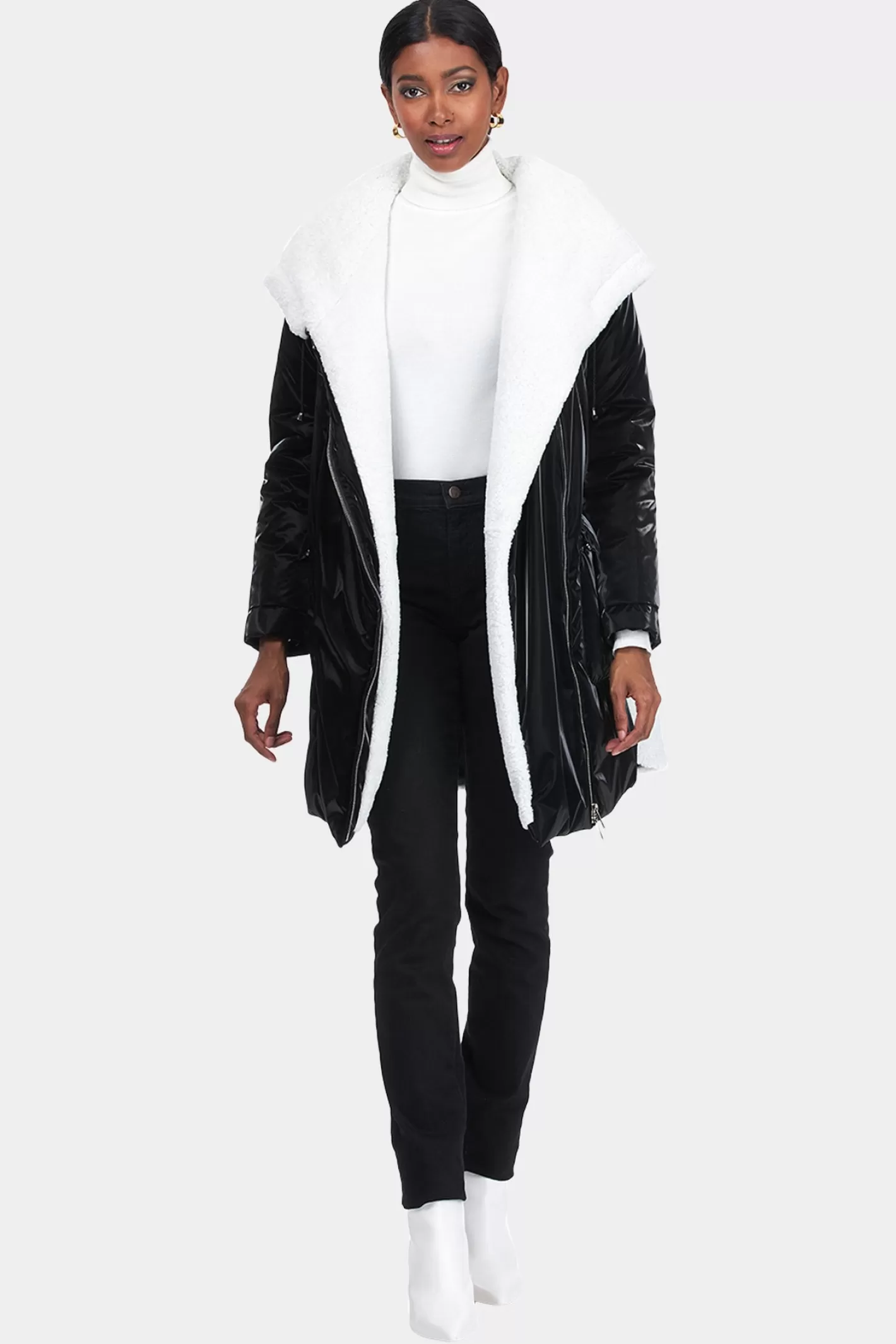 Women GORSKI Montreal ASYMMETRIC QUILTED PARKA With SHEARLING LAMB TRIM