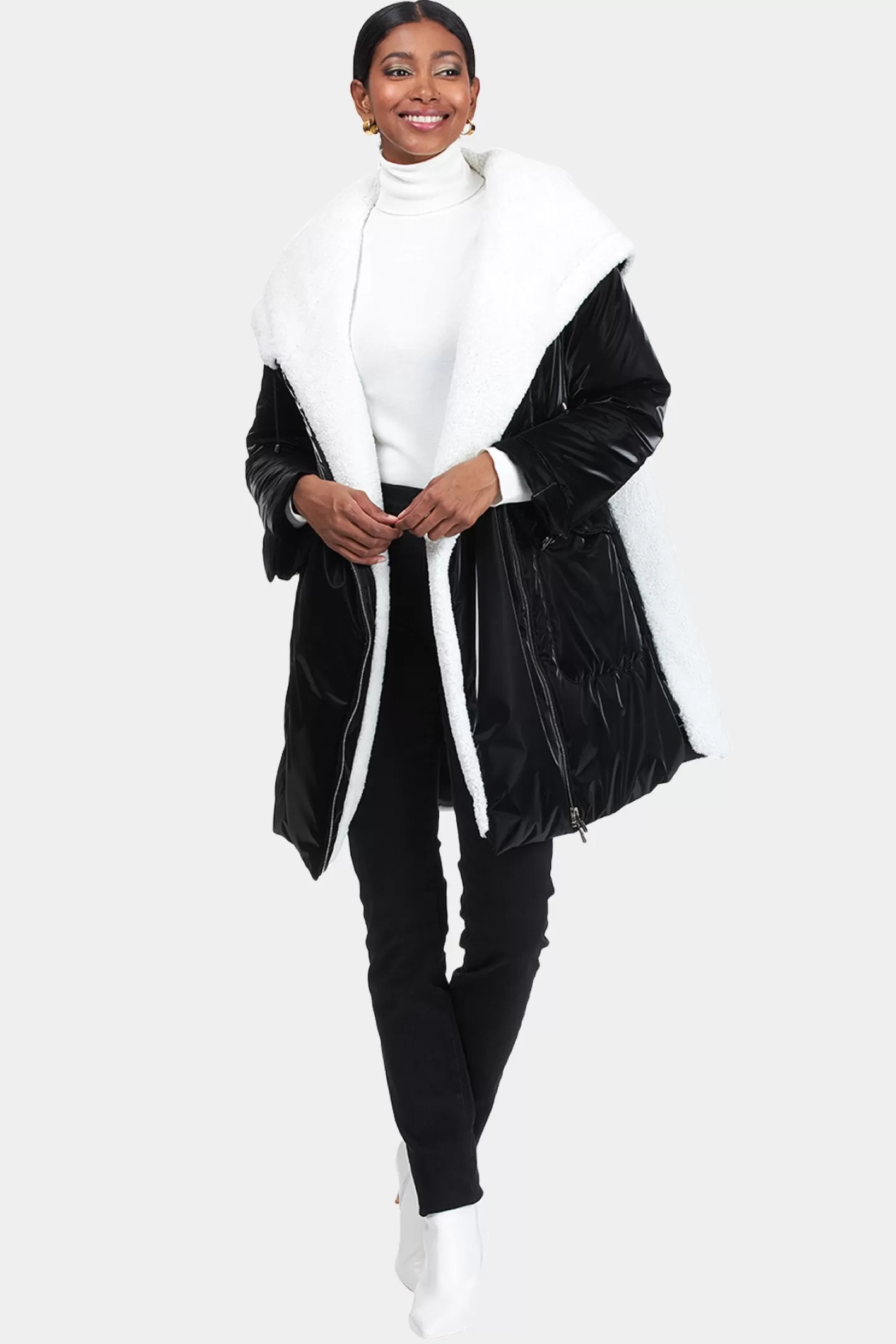 Women GORSKI Montreal ASYMMETRIC QUILTED PARKA With SHEARLING LAMB TRIM