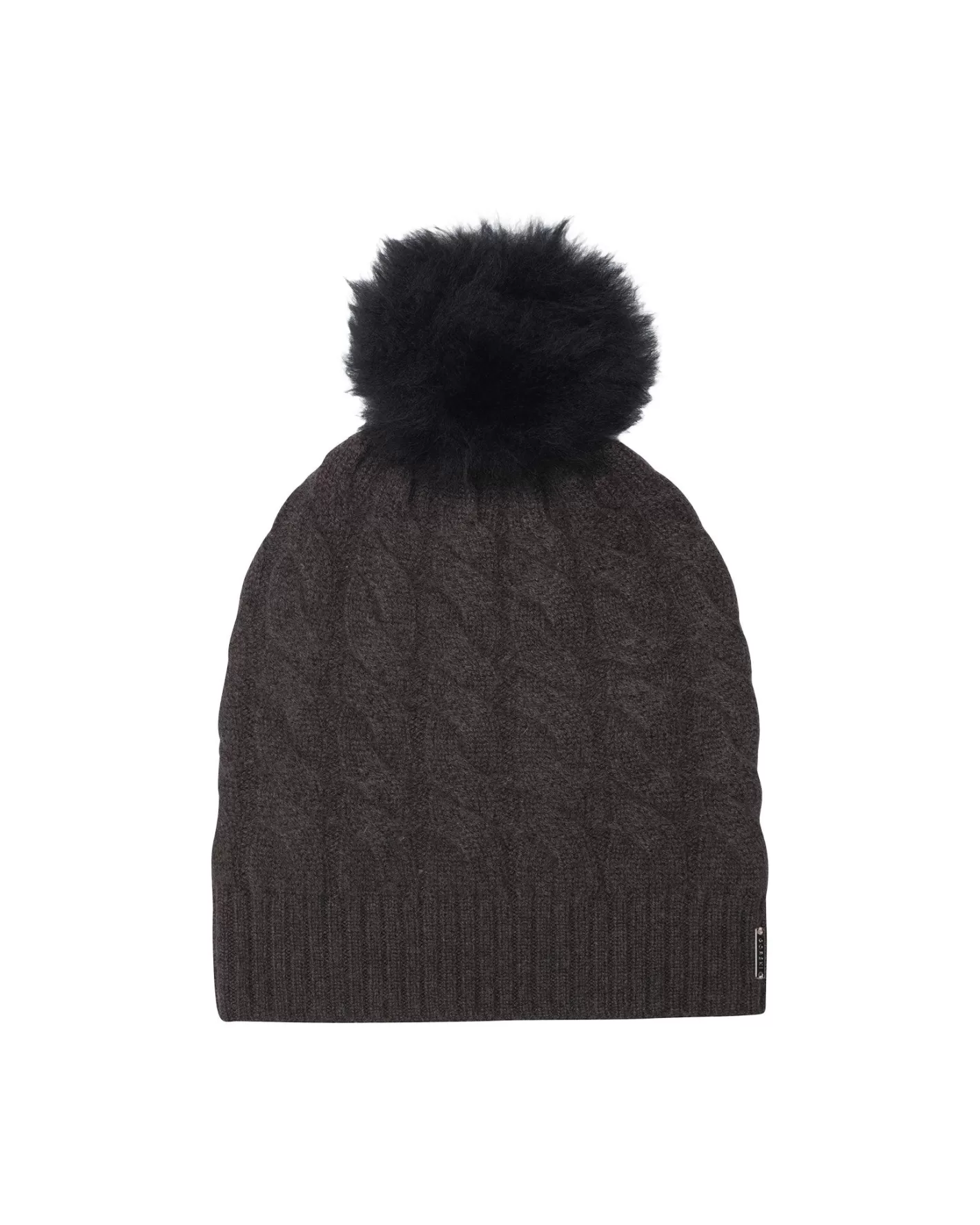 Women GORSKI Montreal Cable Knit Select Cashmere Hat With Toscana Shearling Lamb Pompom