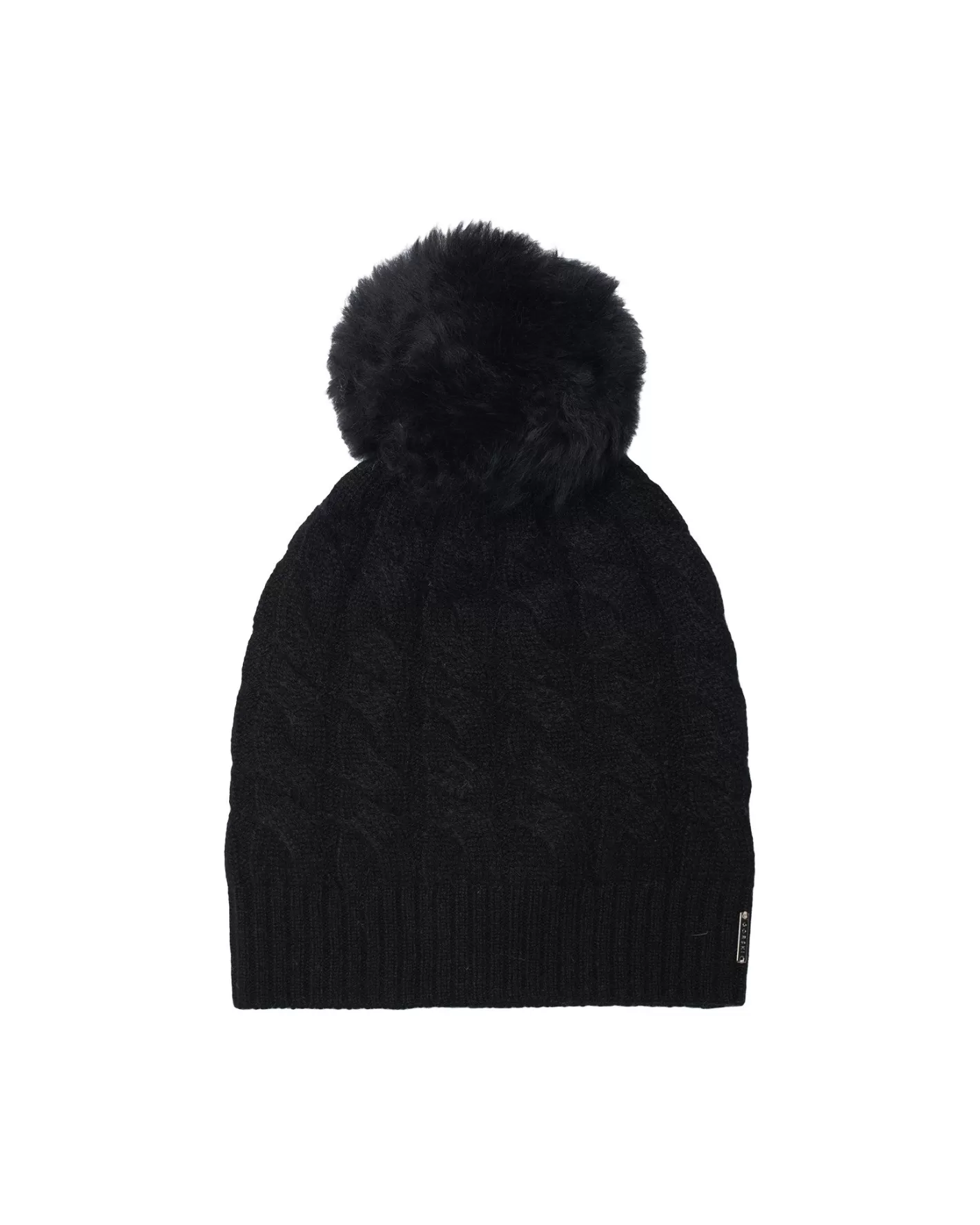Women GORSKI Montreal Cable Knit Select Cashmere Hat With Toscana Shearling Lamb Pompom
