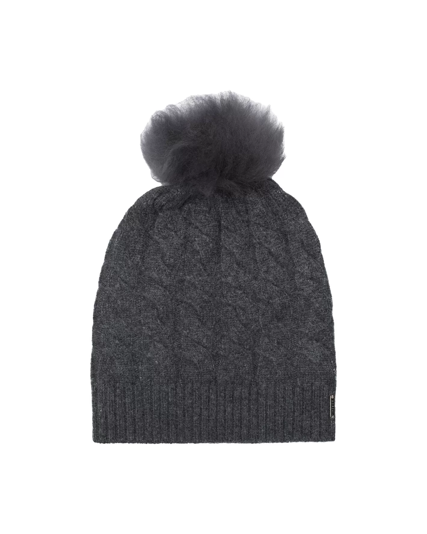Women GORSKI Montreal Cable Knit Select Cashmere Hat With Toscana Shearling Lamb Pompom