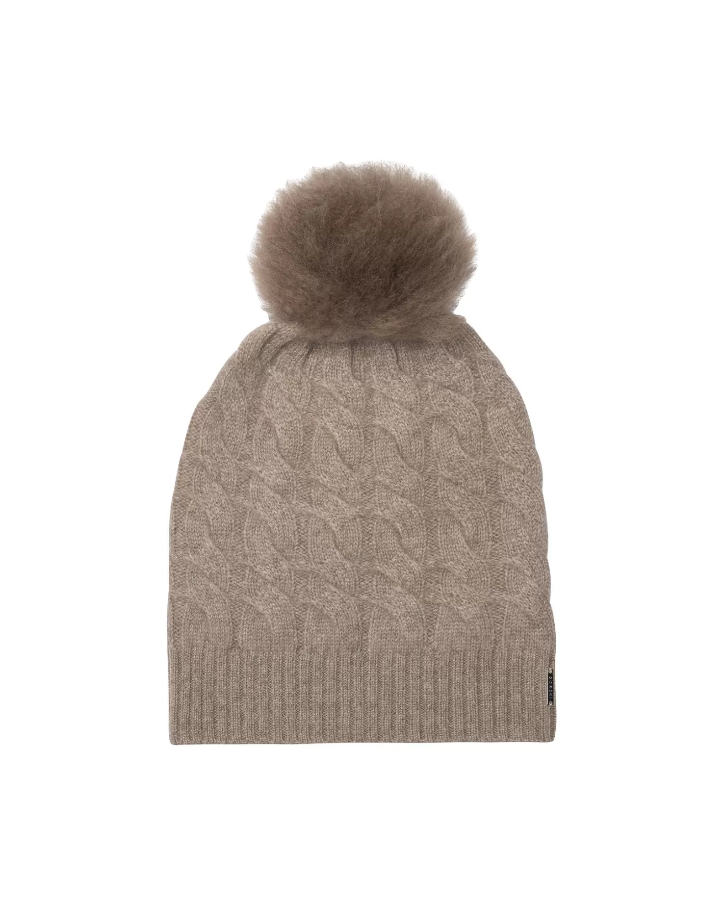 Women GORSKI Montreal Cable Knit Select Cashmere Hat With Toscana Shearling Lamb Pompom