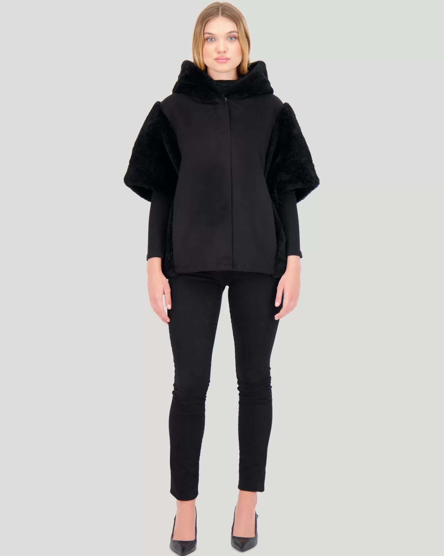 Women GORSKI Montreal Cashmere Jacket With Sheared Select Cashmere Goat Trim And Short Sleeves