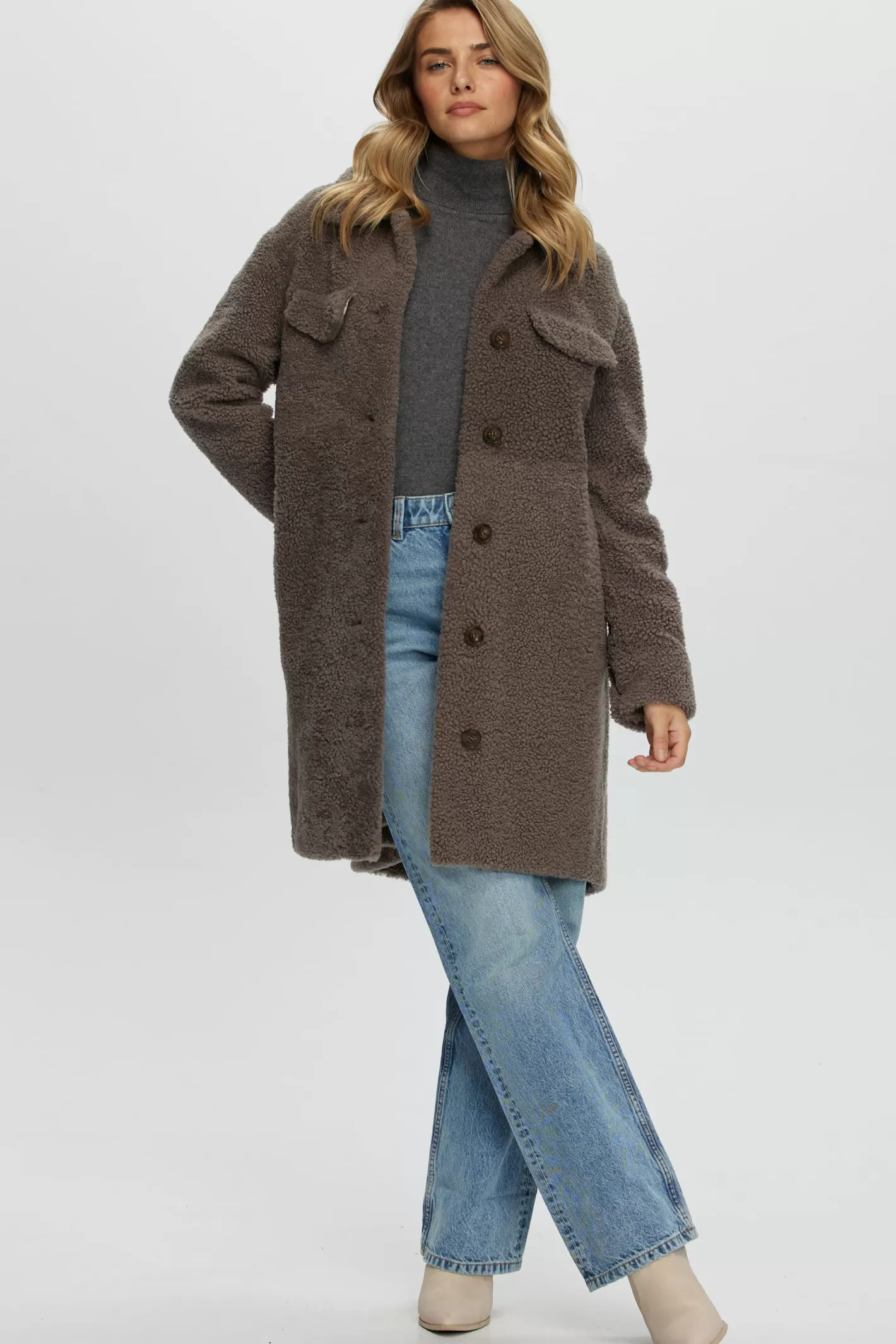 Women GORSKI Montreal CURLY SHEARLING LAMB SHORT COAT, BELT