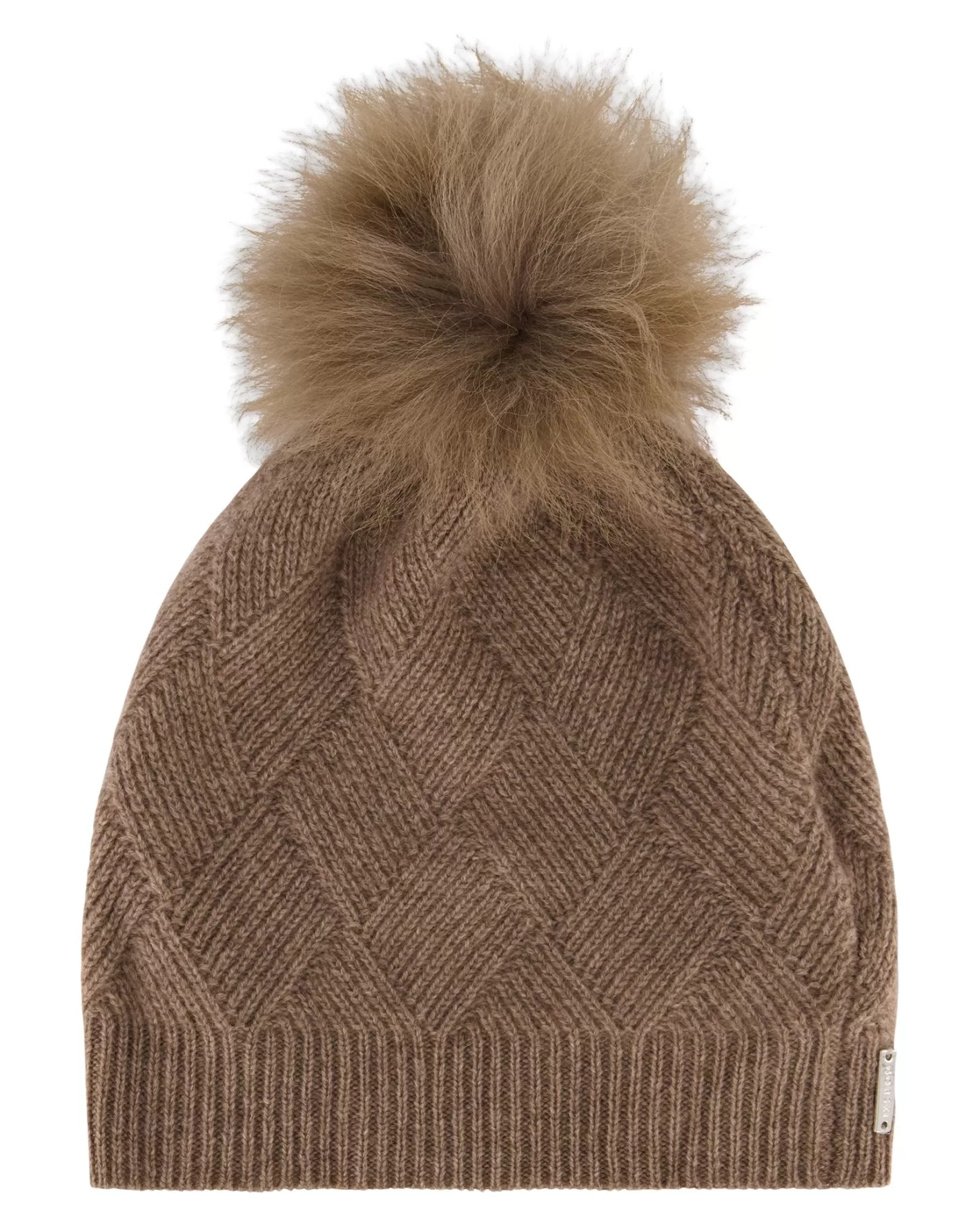 Women GORSKI Montreal Diamond Select Cashmere Knit Hat With Toscana Shearling Lamb Pompom
