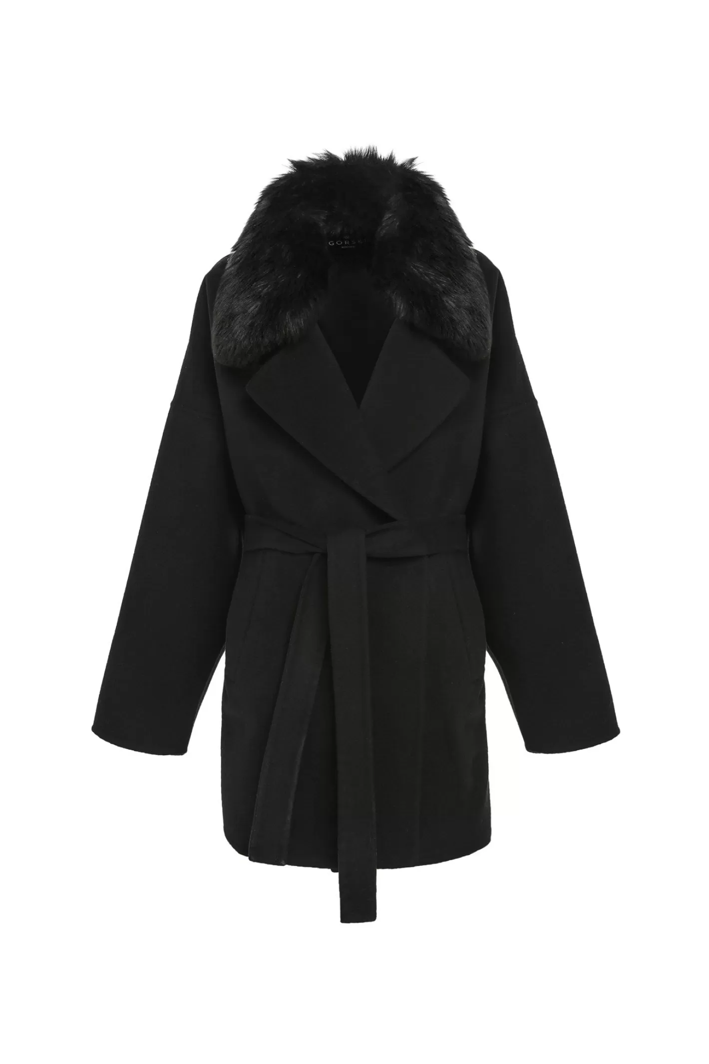 Women GORSKI Montreal Double Face Loro Piana Cashmere & Wool Belted Jacket With Detachable Merinillo Shearling Lamb Trim