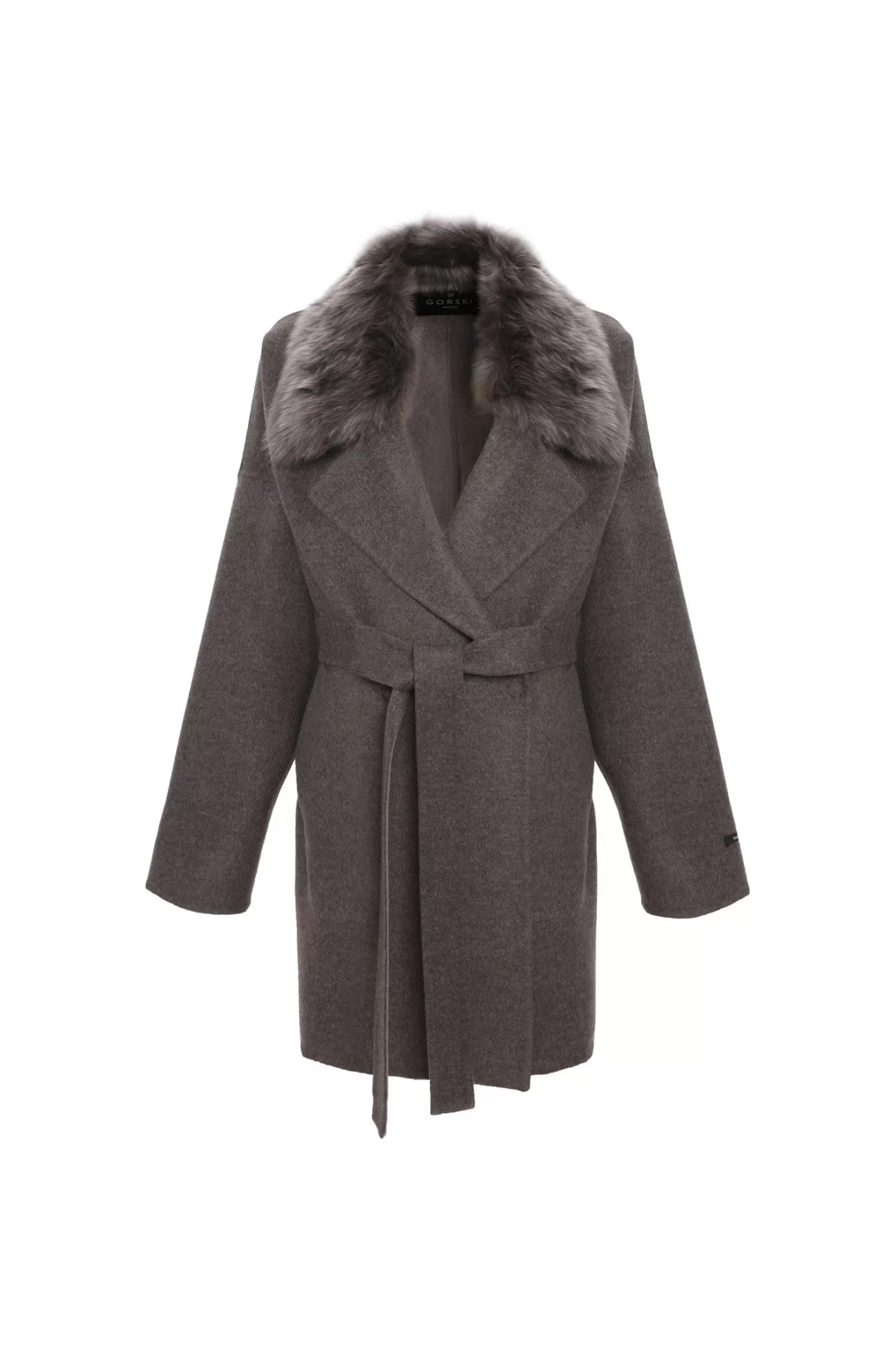Women GORSKI Montreal Double Face Loro Piana Cashmere & Wool Belted Jacket With Detachable Merinillo Shearling Lamb Trim