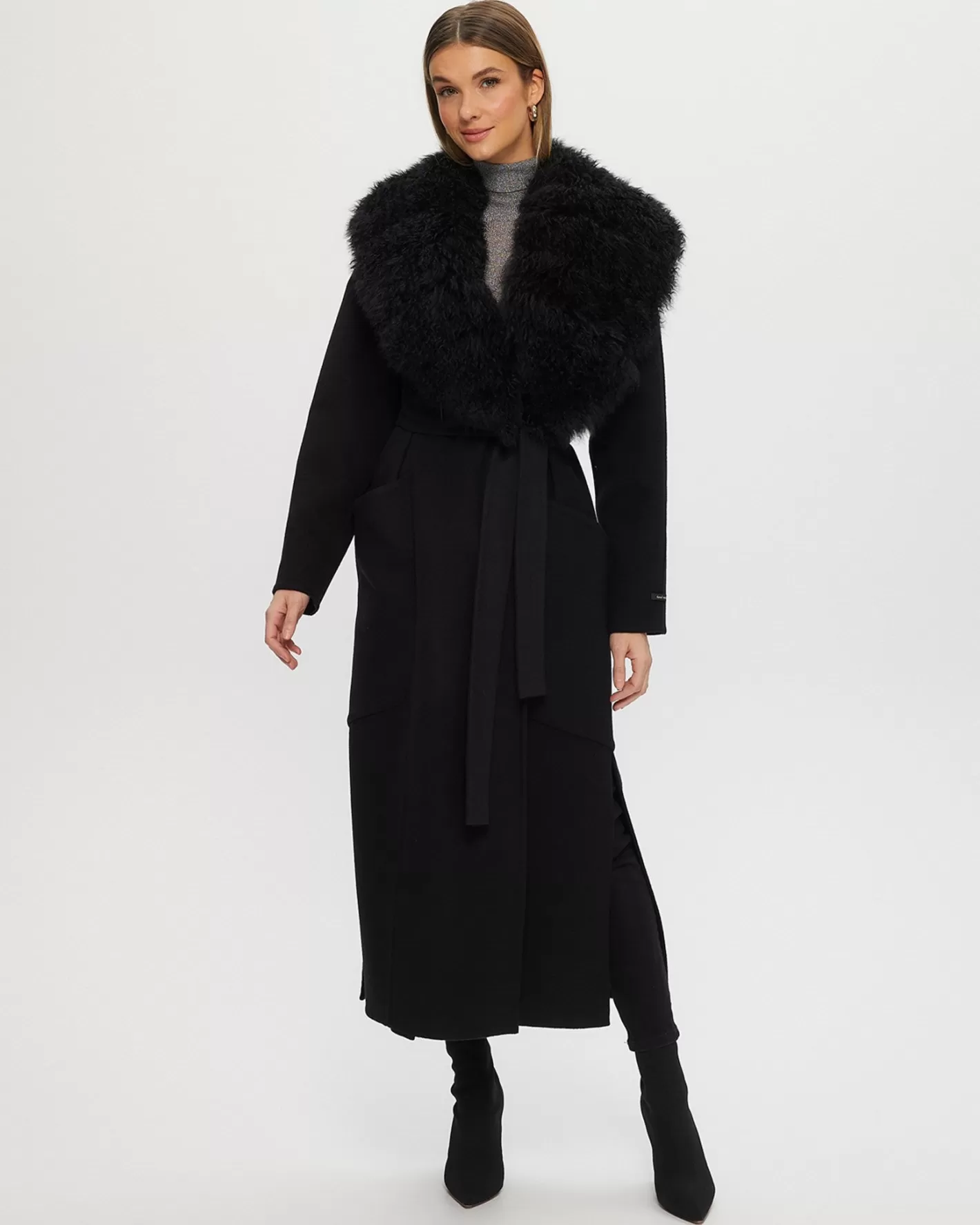 Women GORSKI Montreal Double Face Loro Piana Cashmere & Wool Coat With Det. Select Cashmere Goat Collar, Belt