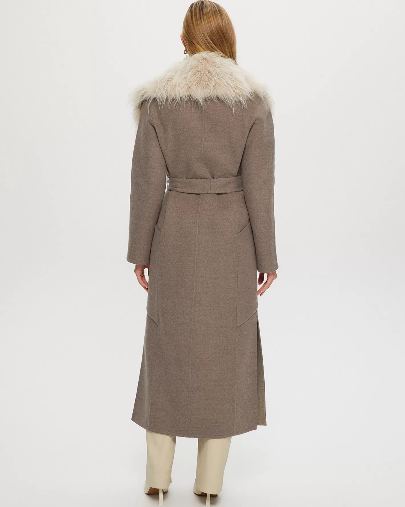 Women GORSKI Montreal Double Face Loro Piana Cashmere & Wool Coat With Det. Select Cashmere Goat Collar, Belt