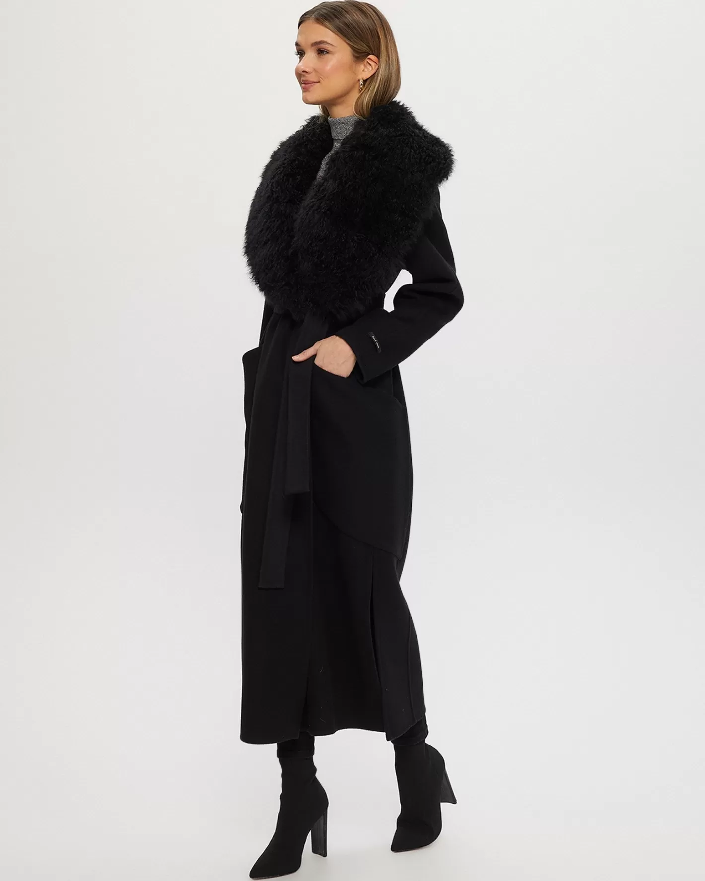 Women GORSKI Montreal Double Face Loro Piana Cashmere & Wool Coat With Det. Select Cashmere Goat Collar, Belt