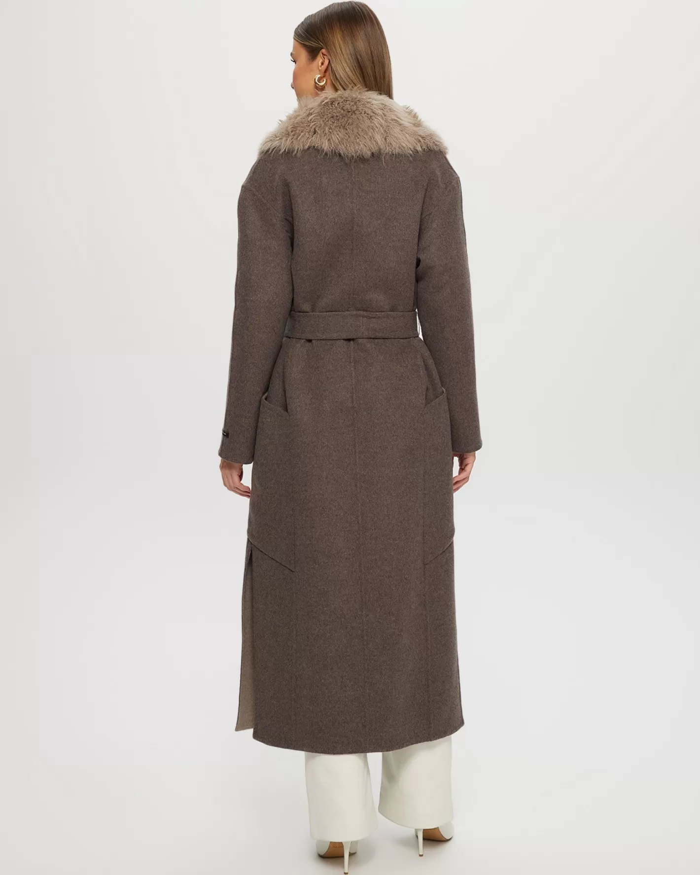 Women GORSKI Montreal Double Face Loro Piana Cashmere & Wool Coat With Det. Select Cashmere Goat Collar, Belt