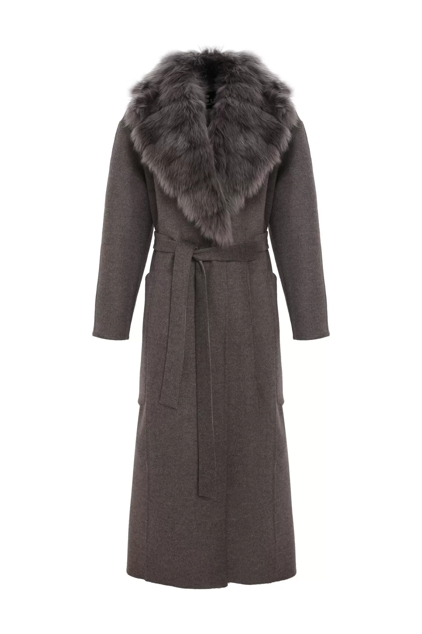 Women GORSKI Montreal Double Face Loro Piana Cashmere & Wool Coat With Detachable Merinillo Shearling Lamb Collar, Belt