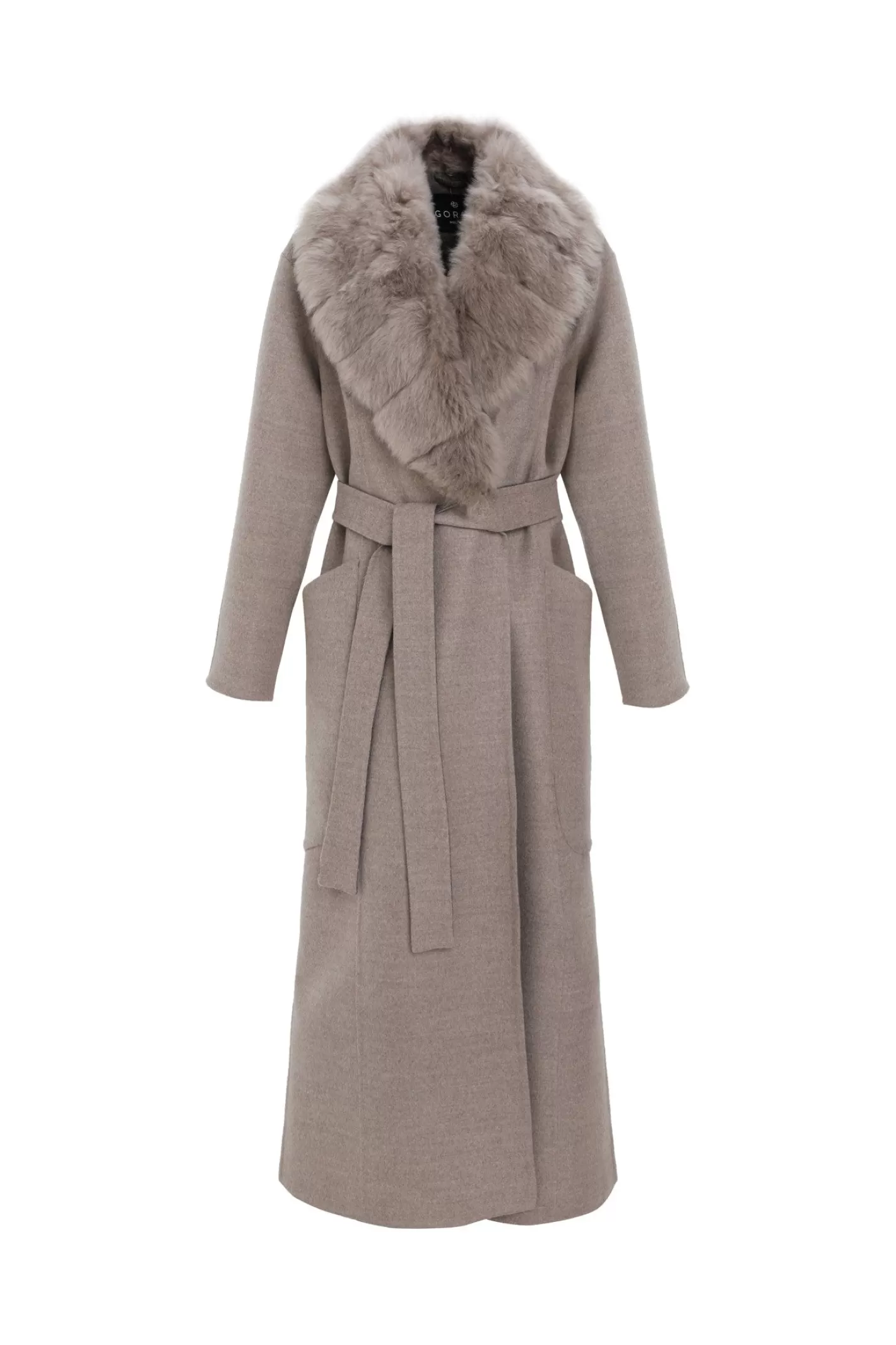 Women GORSKI Montreal Double Face Loro Piana Cashmere & Wool Coat With Detachable Merinillo Shearling Lamb Collar, Belt