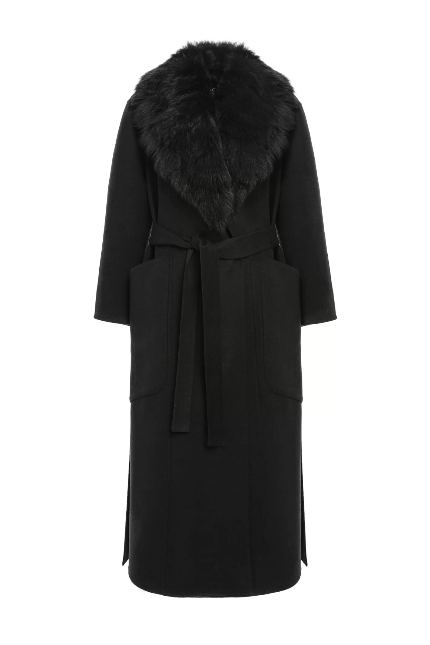 Women GORSKI Montreal Double Face Loro Piana Cashmere & Wool Coat With Detachable Merinillo Shearling Lamb Collar, Belt