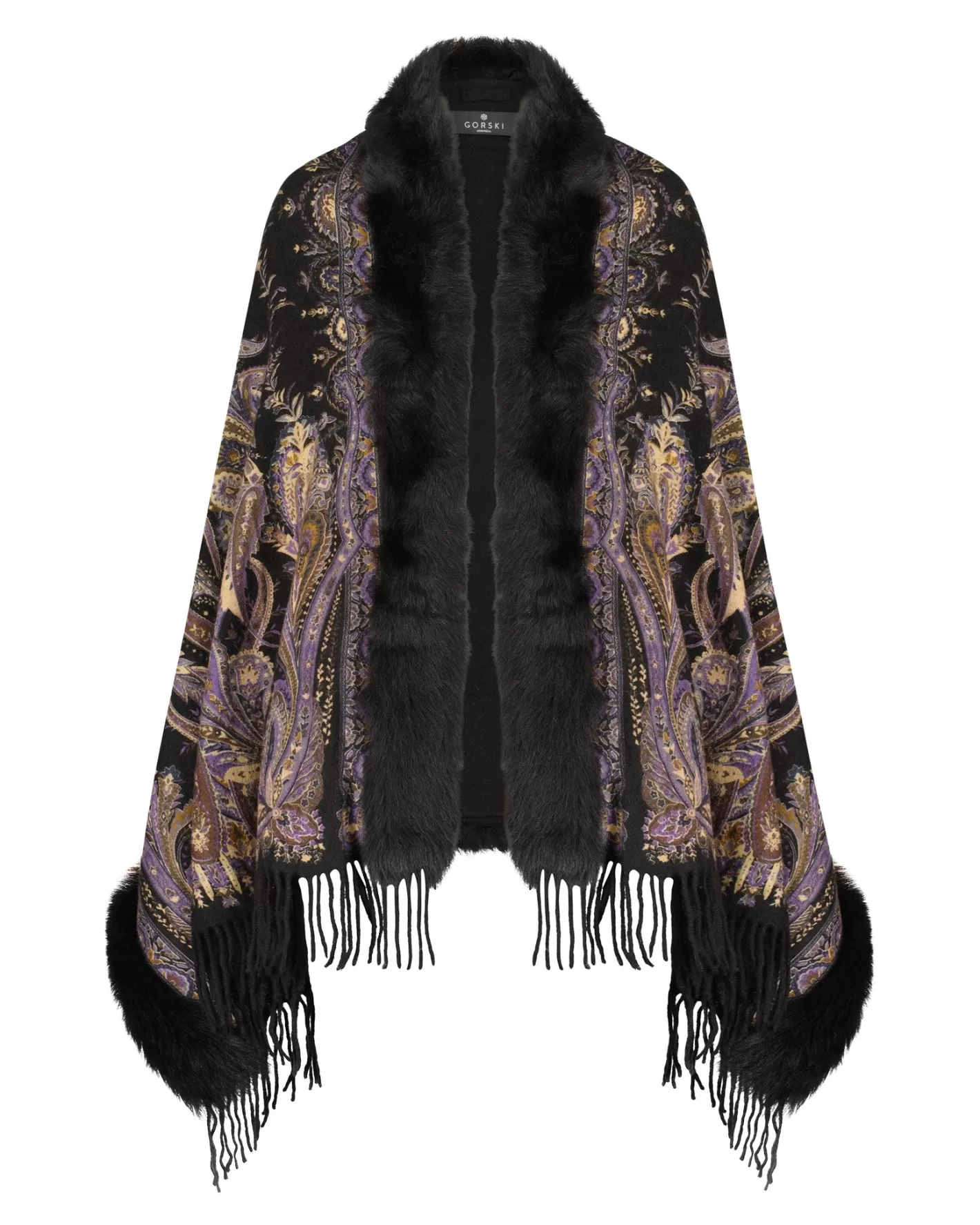 Women GORSKI Montreal Double Face Select Cashmere Stole With Toscana Shearling Lamb Trim