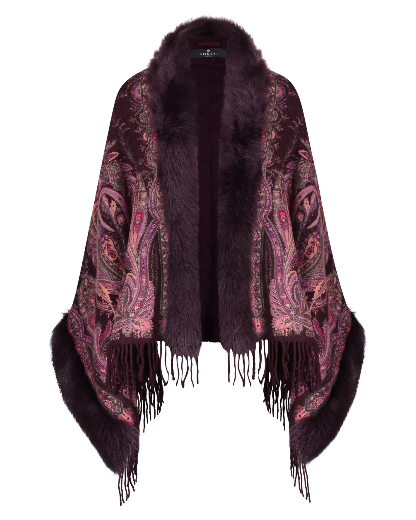 Women GORSKI Montreal Double Face Select Cashmere Stole With Toscana Shearling Lamb Trim