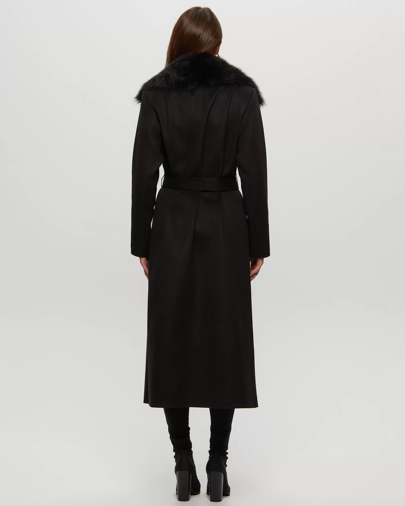 Women GORSKI Montreal Fabric Coat With Toscana Shearling Lamb Collar, Belt