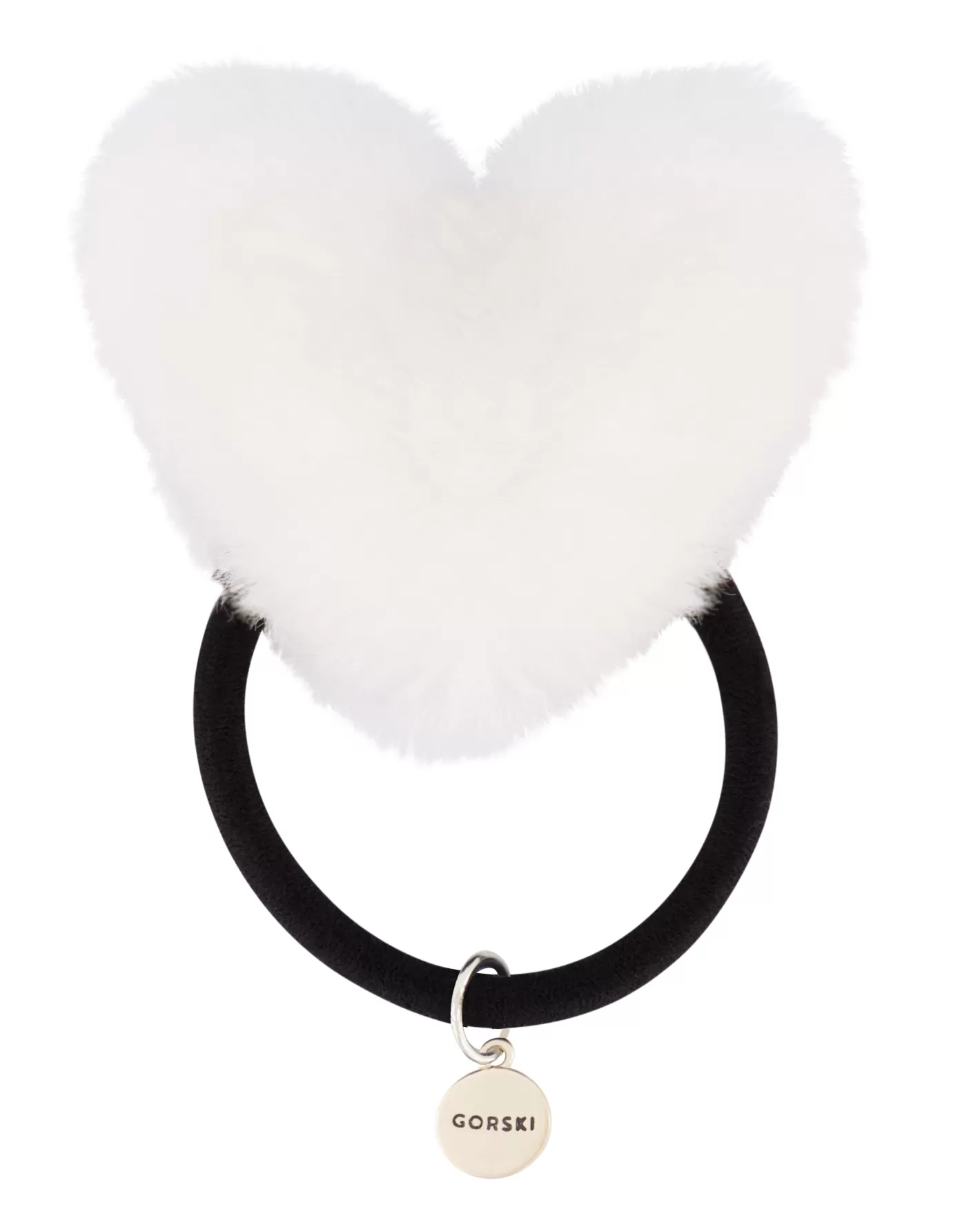 Women GORSKI Montreal HAIR ELASTIC WITH HEART SHAPED SHEARLING LAMB POMPOM