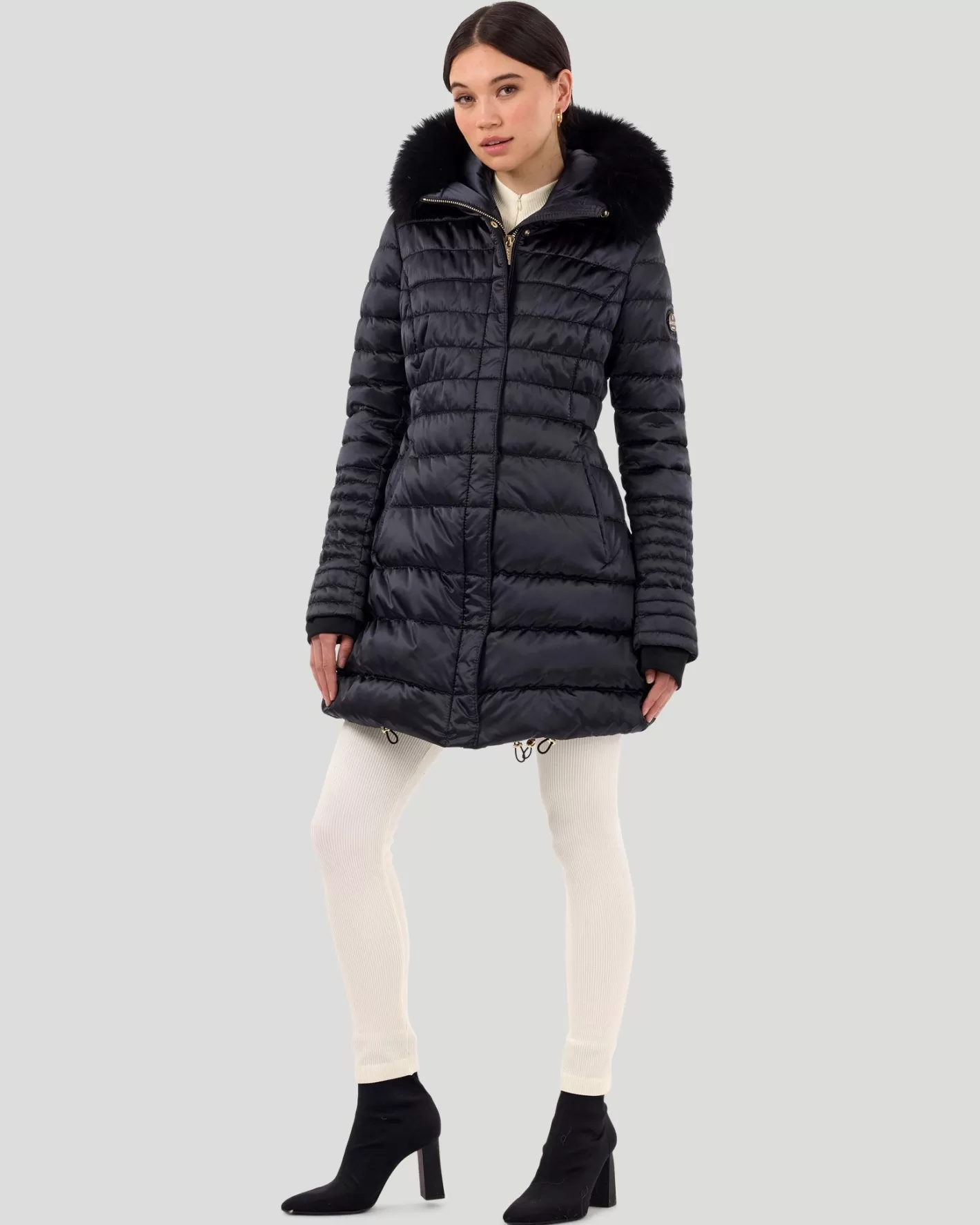 Women GORSKI Montreal Horizontal Après-Ski Jacket With Detachable Toscana Shearling Lamb Hood Trim