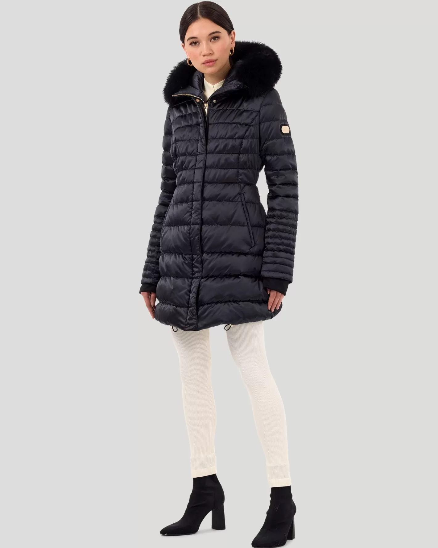 Women GORSKI Montreal Horizontal Après-Ski Jacket With Detachable Toscana Shearling Lamb Hood Trim