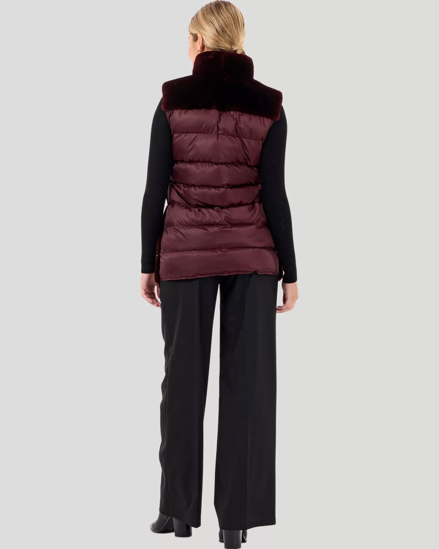 Women GORSKI Montreal Horizontal Select Shearling Lamb Zip Vest With Quilted Back