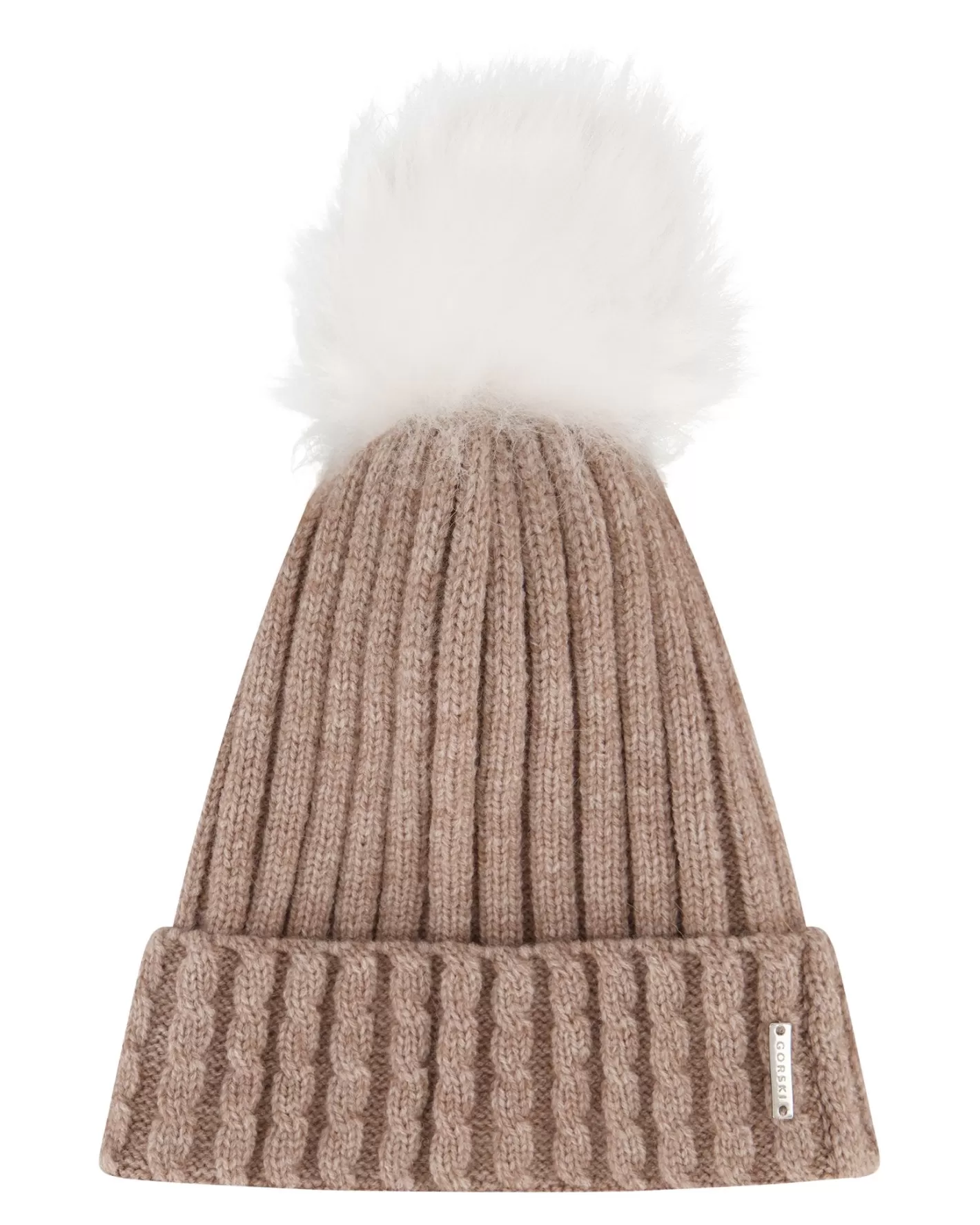 Women GORSKI Montreal Knit Hat With Toscana Shearling Lamb Pompom