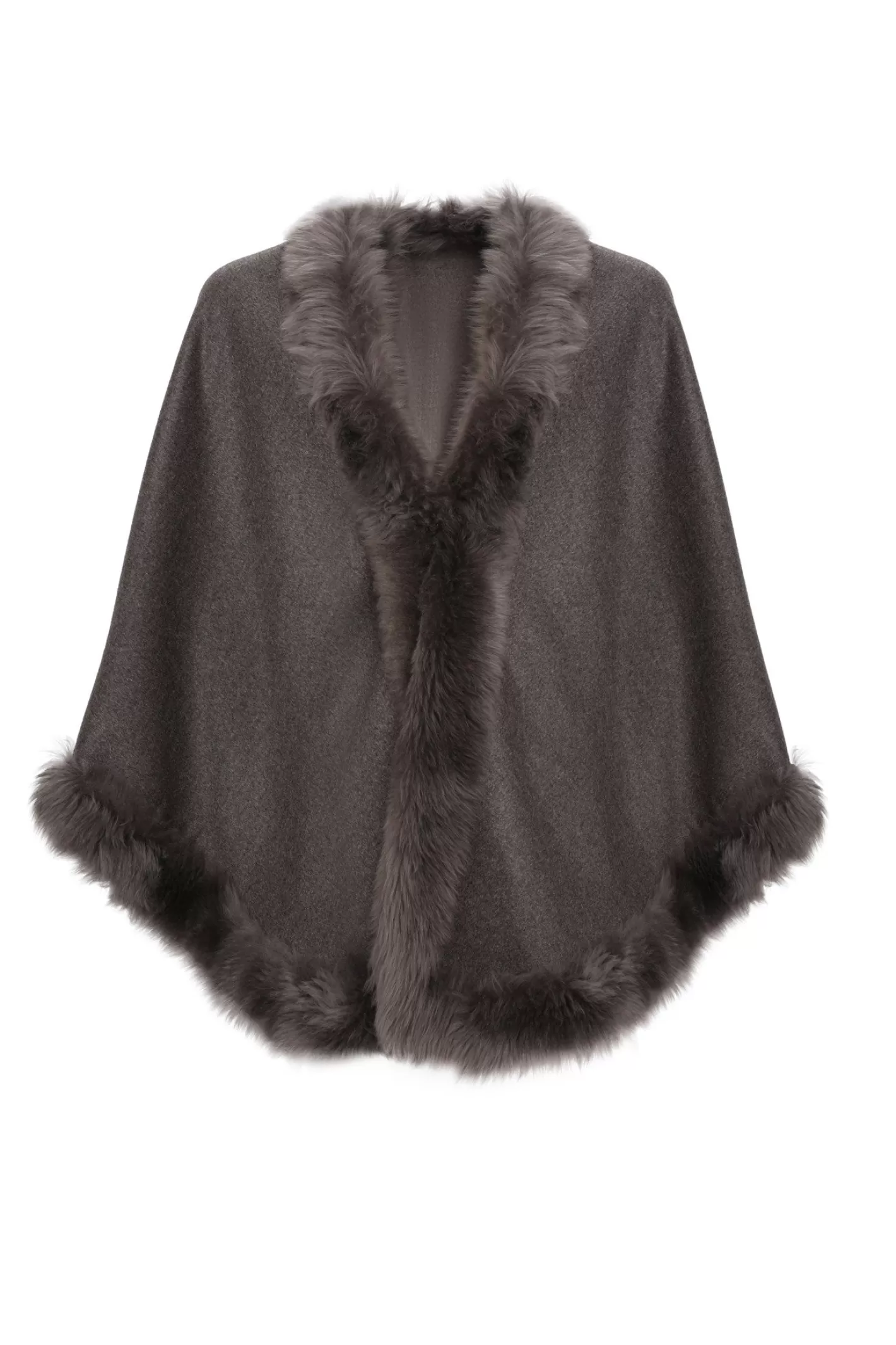 Women GORSKI Montreal Loro Piana Cashmere & Wool Cape With Merinillo Shearling Lamb Trim