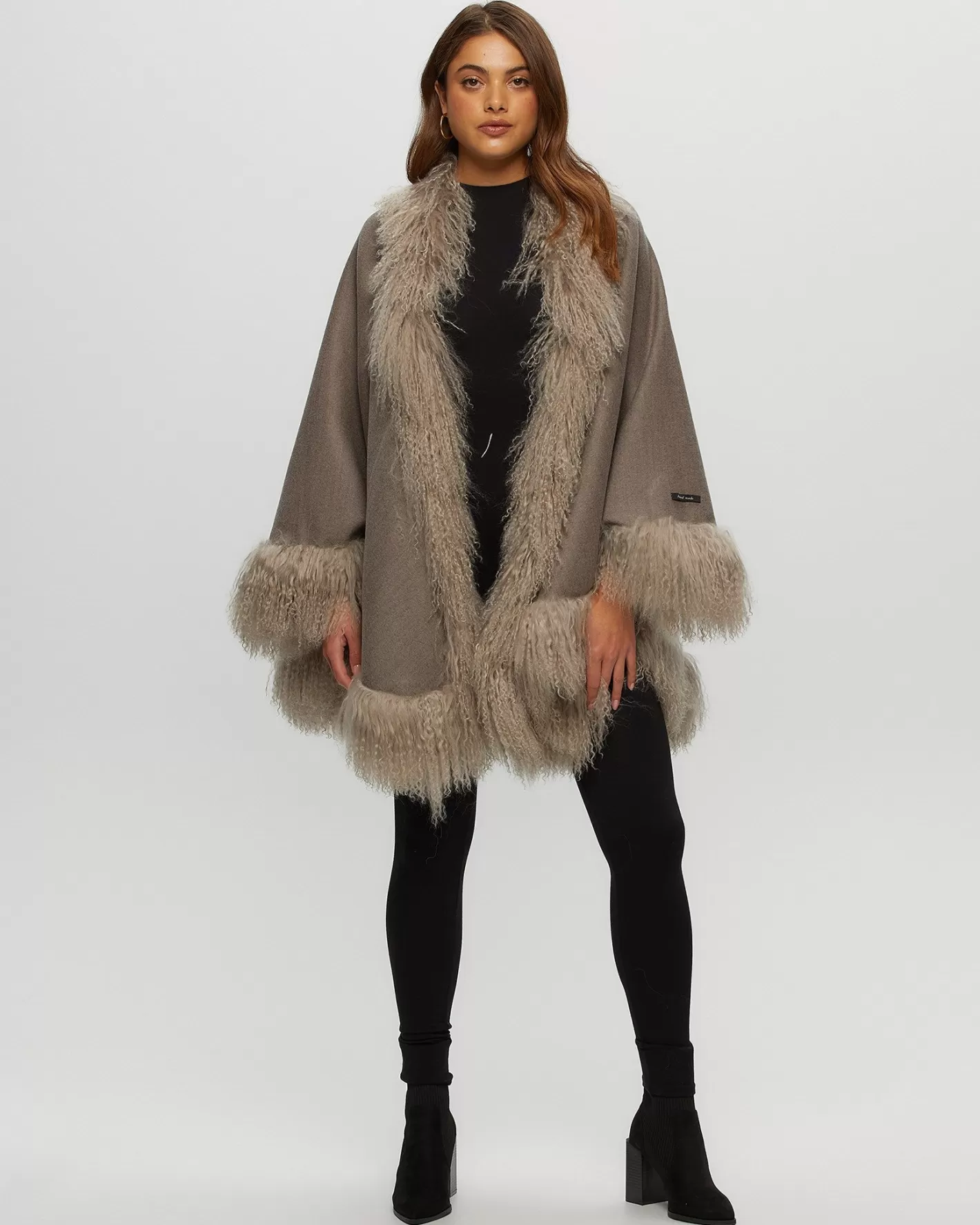 Women GORSKI Montreal Loro Piana Cashmere & Wool Cape With Select Lamb Trim