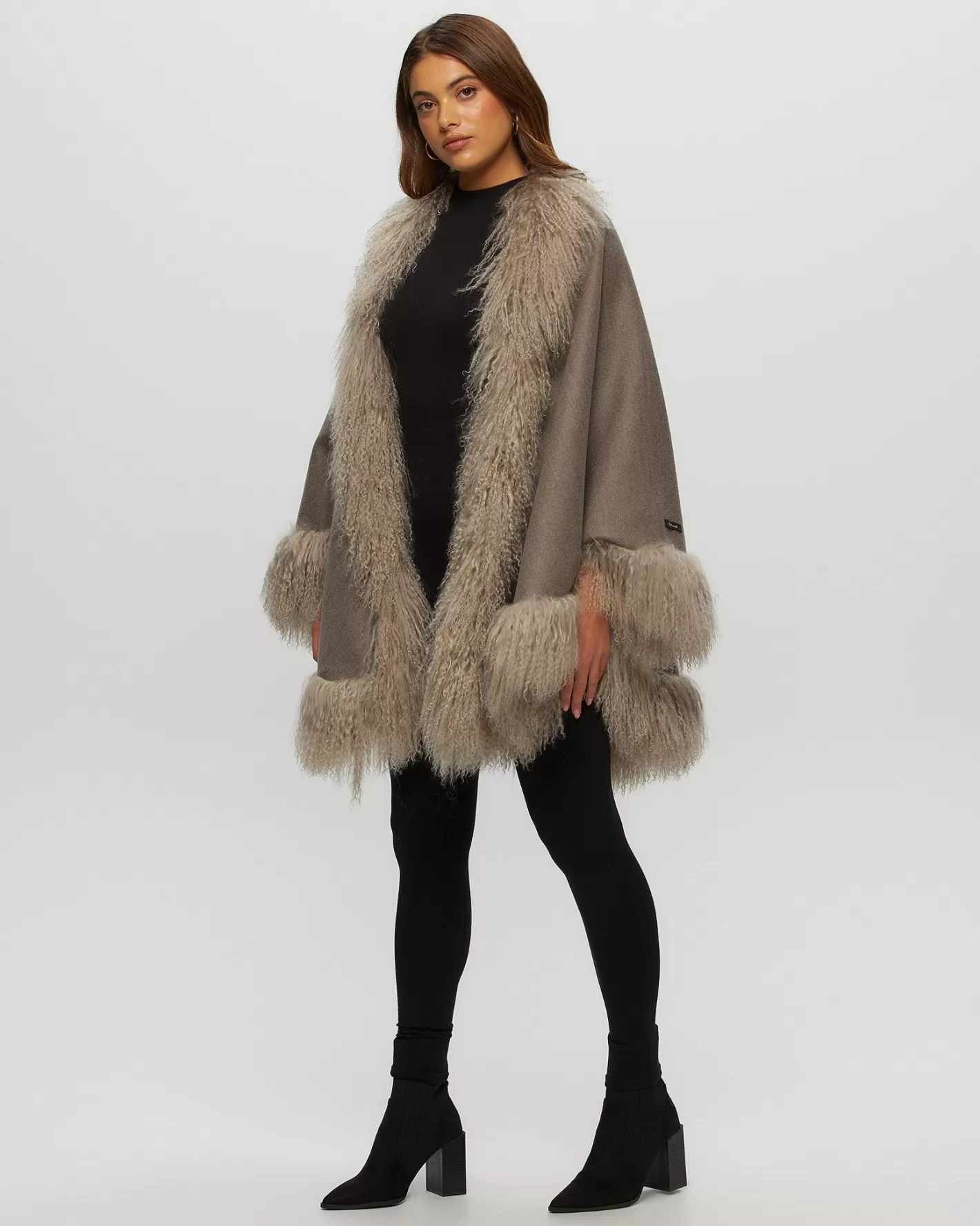 Women GORSKI Montreal Loro Piana Cashmere & Wool Cape With Select Lamb Trim