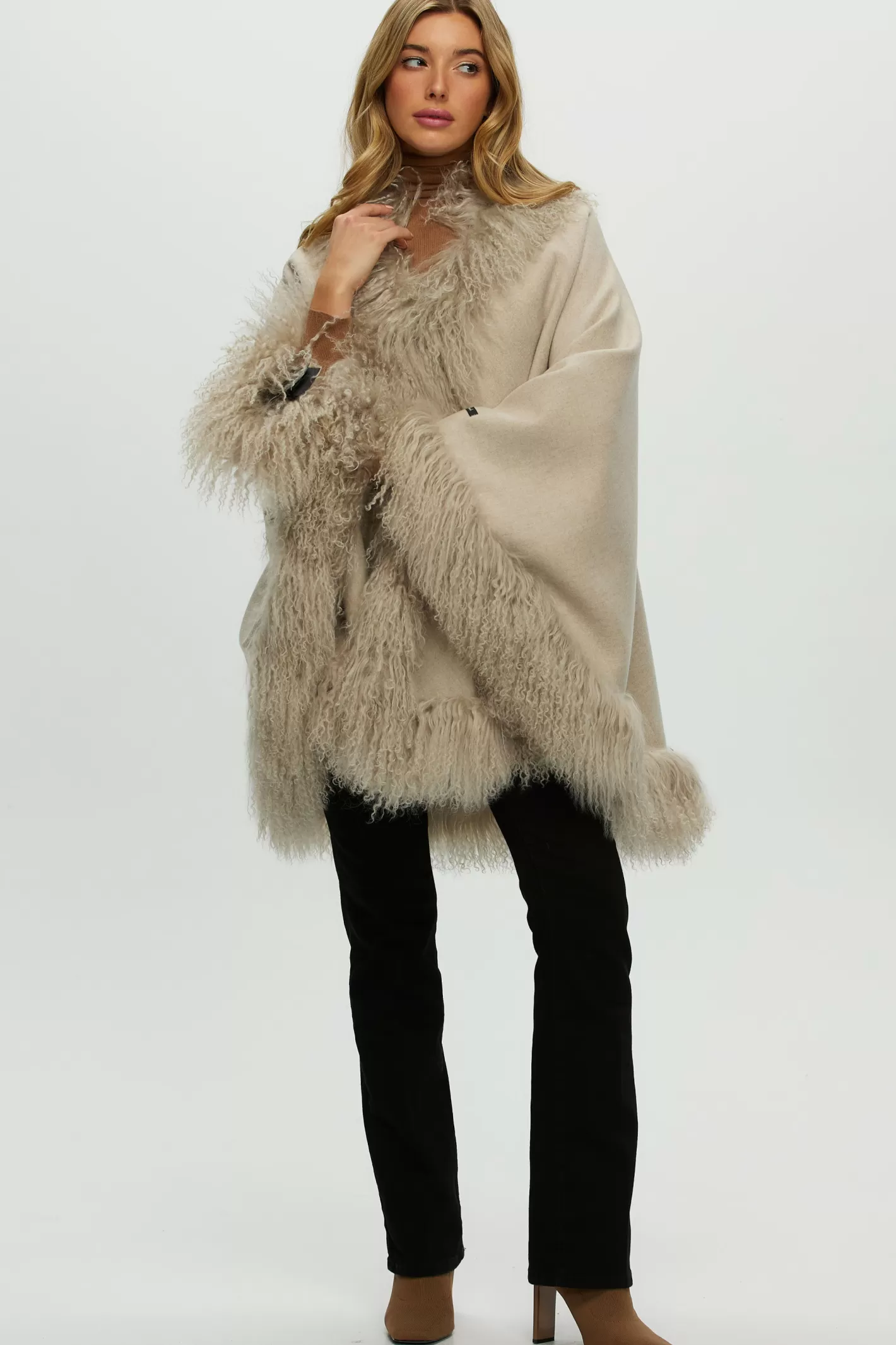 Women GORSKI Montreal Loro Piana Cashmere & Wool Cape With Select Lamb Trim