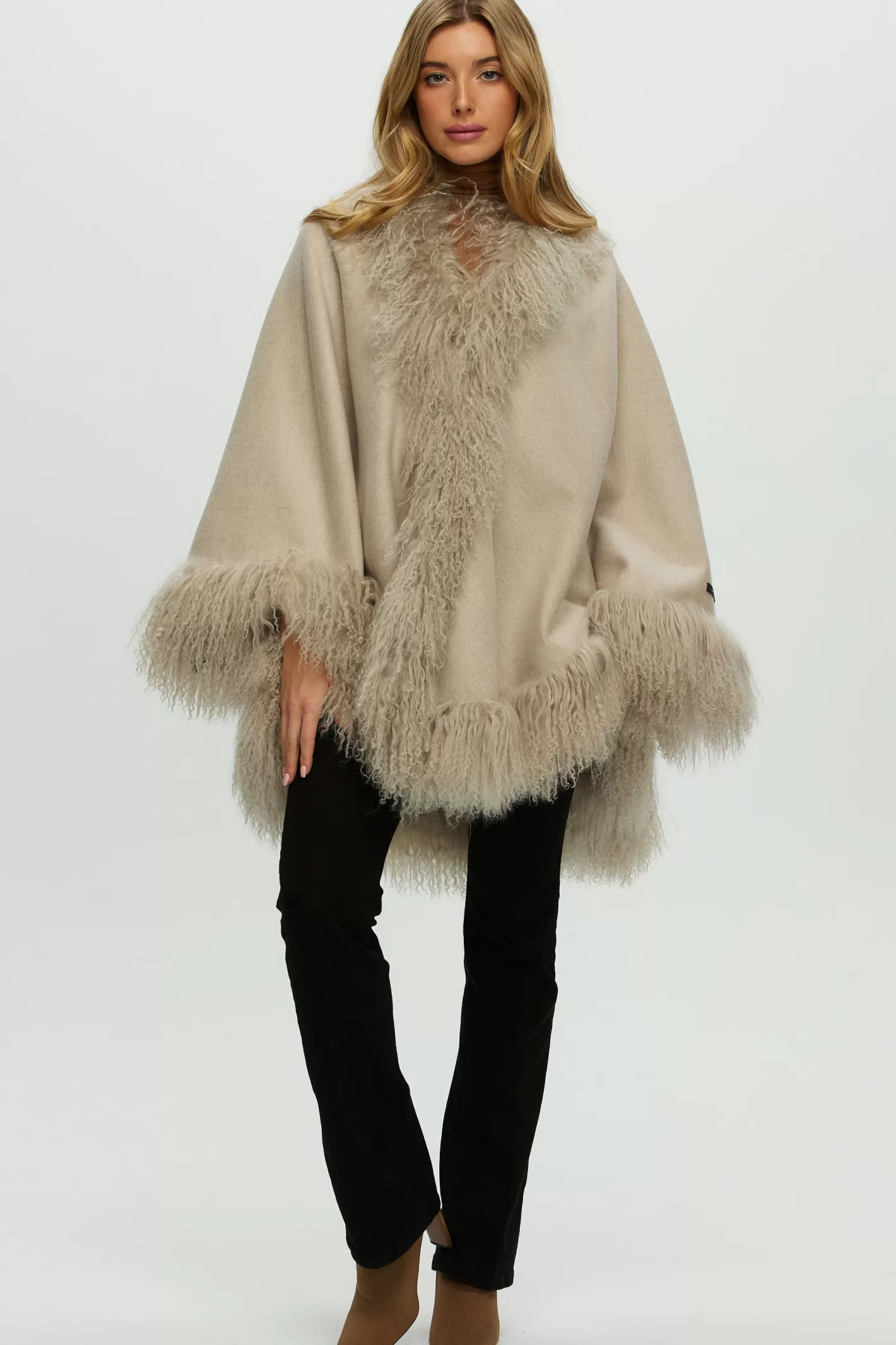 Women GORSKI Montreal Loro Piana Cashmere & Wool Cape With Select Lamb Trim
