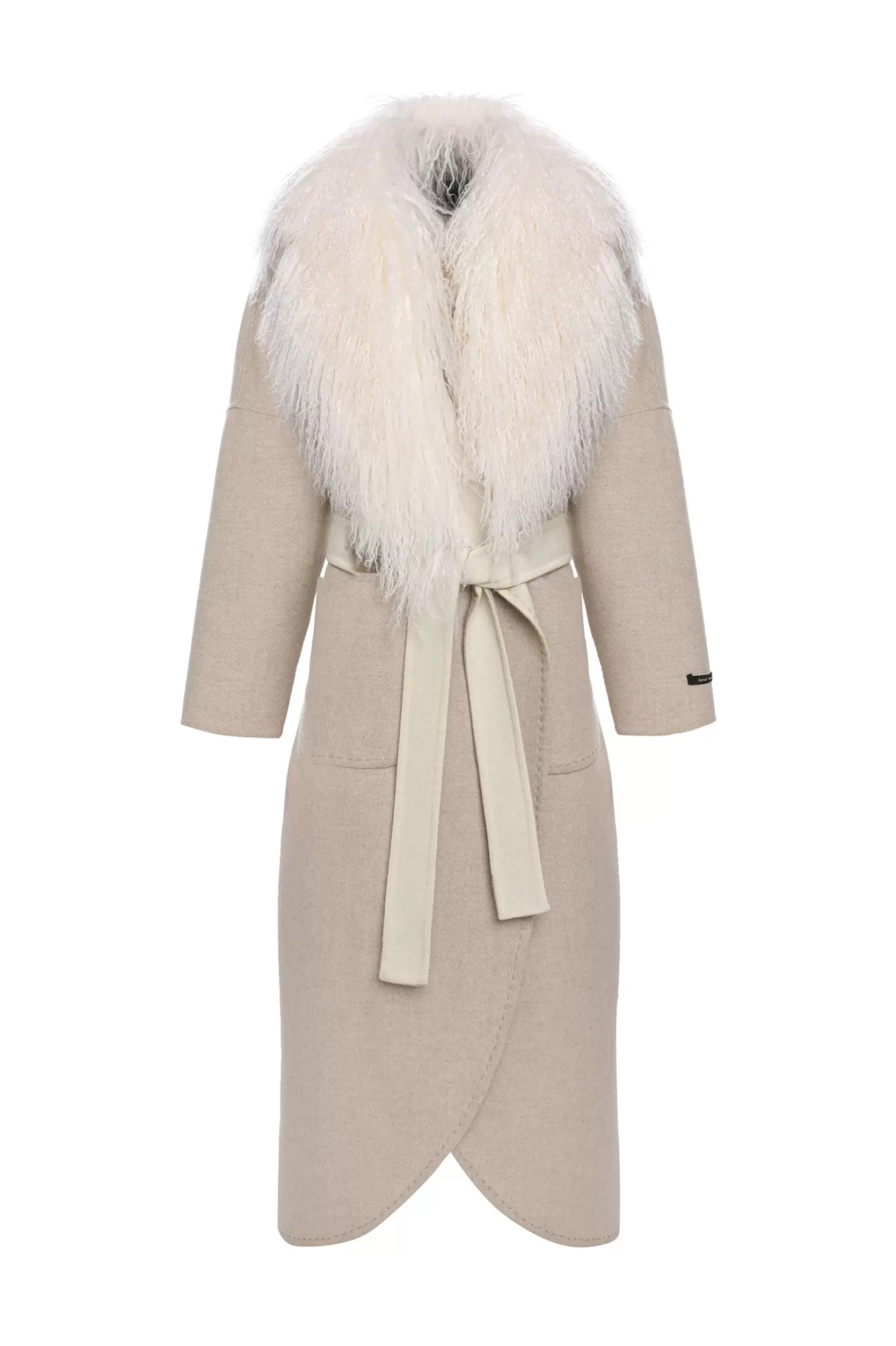 Women GORSKI Montreal Loro Piana Cashmere & Wool Coat With Select Mongolian Shearling Lamb Collar, Belt