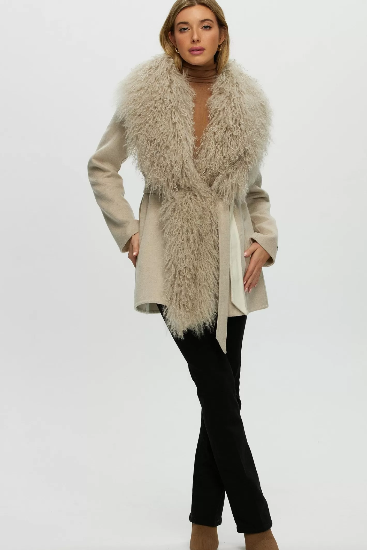 Women GORSKI Montreal Loro Piana Cashmere & Wool Jacket With Select Lamb Trim