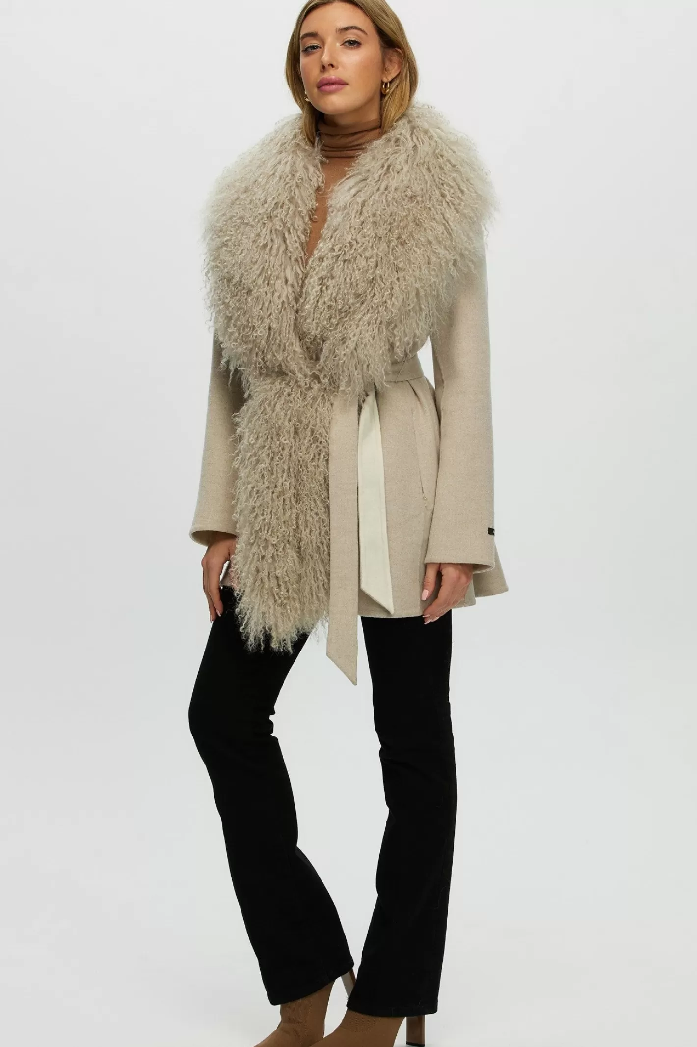 Women GORSKI Montreal Loro Piana Cashmere & Wool Jacket With Select Lamb Trim