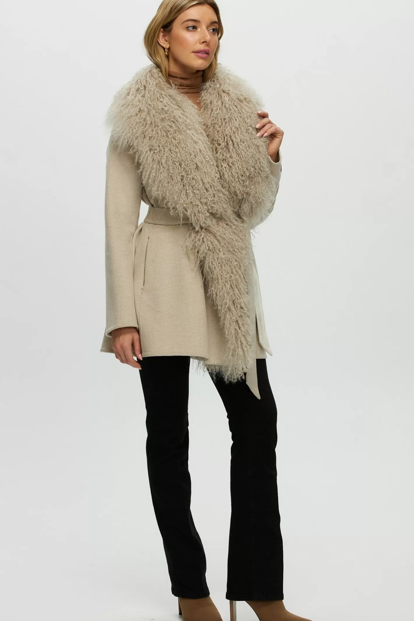 Women GORSKI Montreal Loro Piana Cashmere & Wool Jacket With Select Lamb Trim