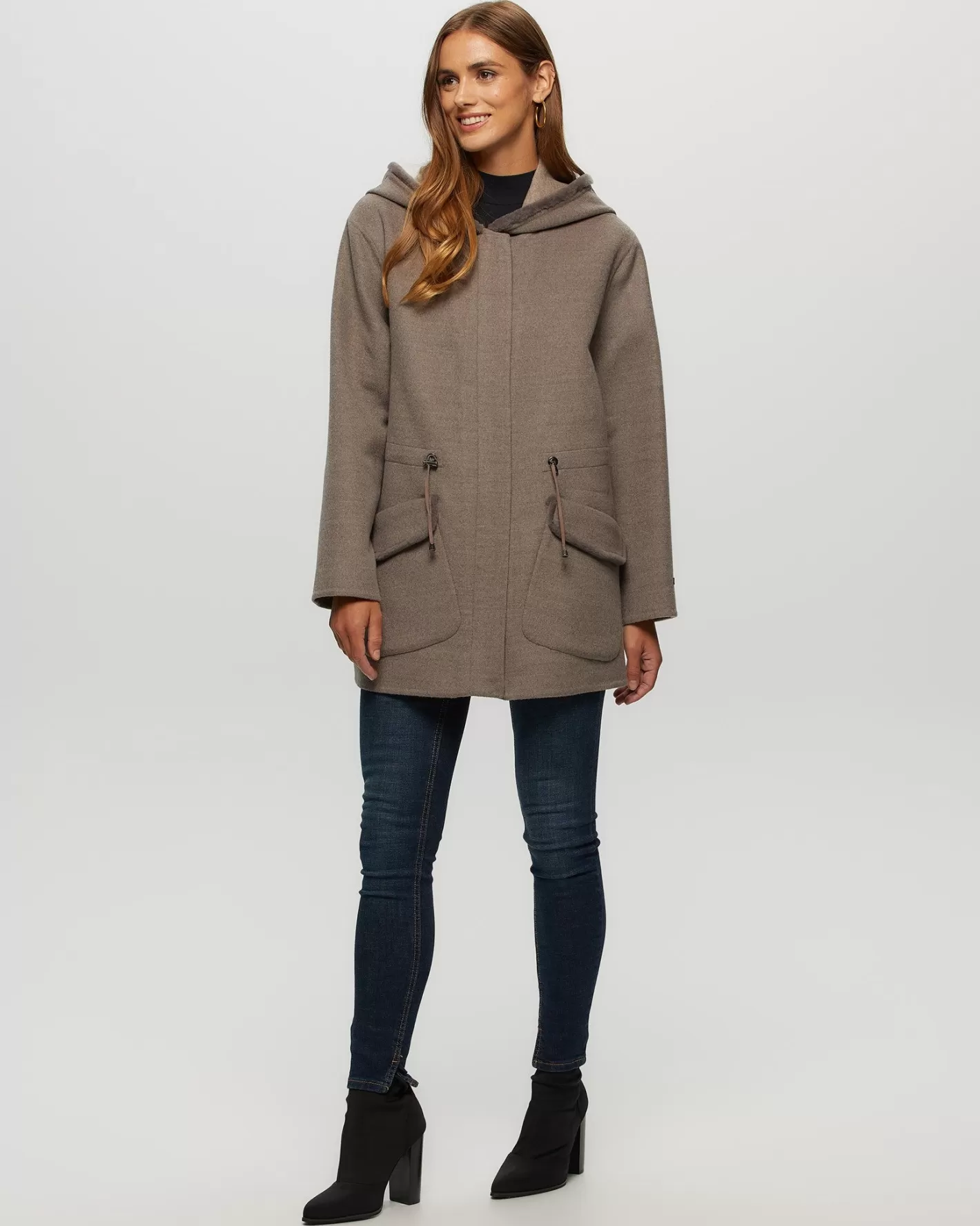 Women GORSKI Montreal Loro Piana Cashmere & Wool Parka With Merino Shearling Lamb Hood Trim