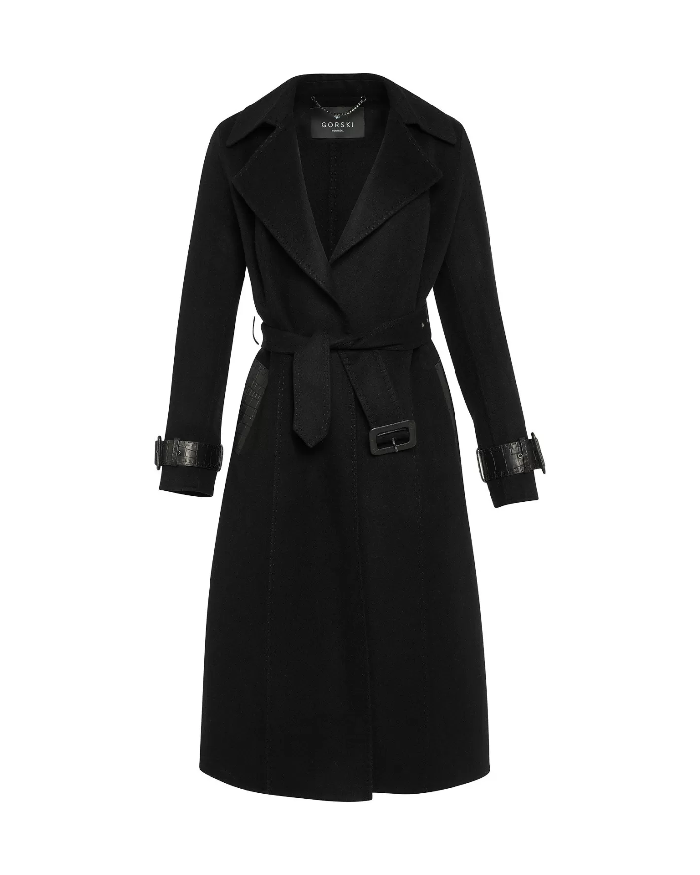 Women GORSKI Montreal Loro Piana Cashmere & Wool Trench Coat With Leather Trim