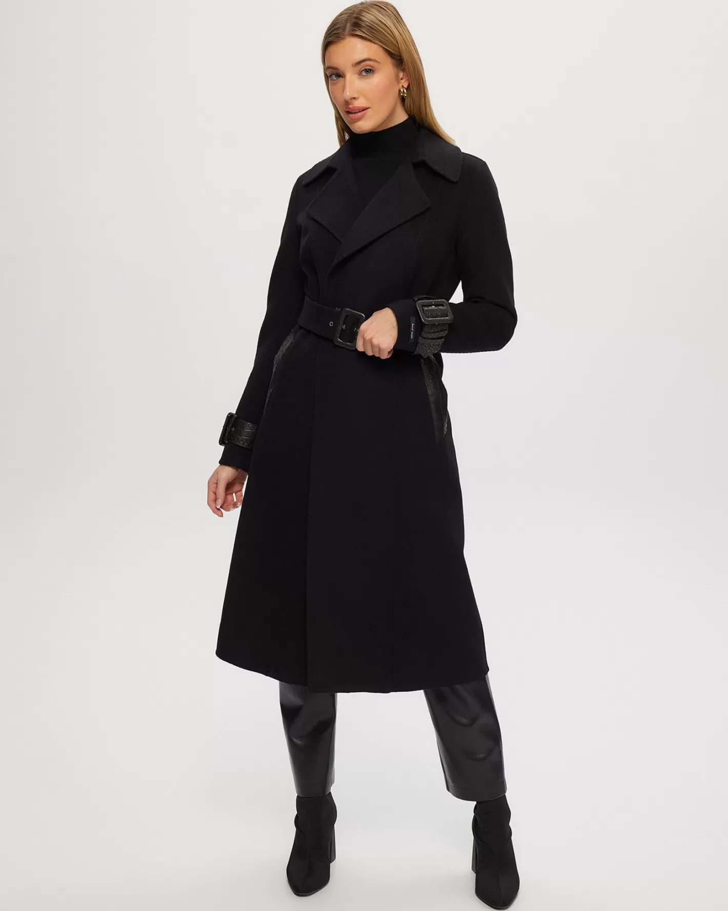 Women GORSKI Montreal Loro Piana Cashmere & Wool Trench Coat With Leather Trim