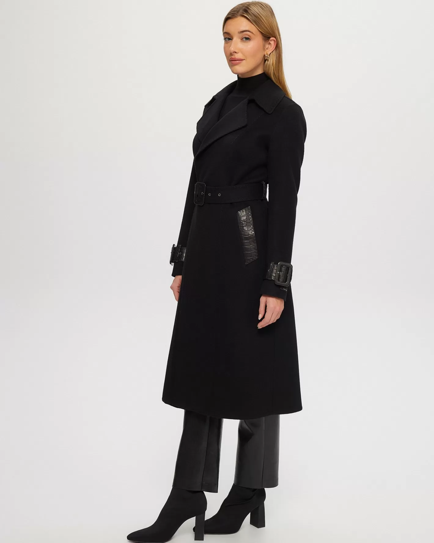 Women GORSKI Montreal Loro Piana Cashmere & Wool Trench Coat With Leather Trim