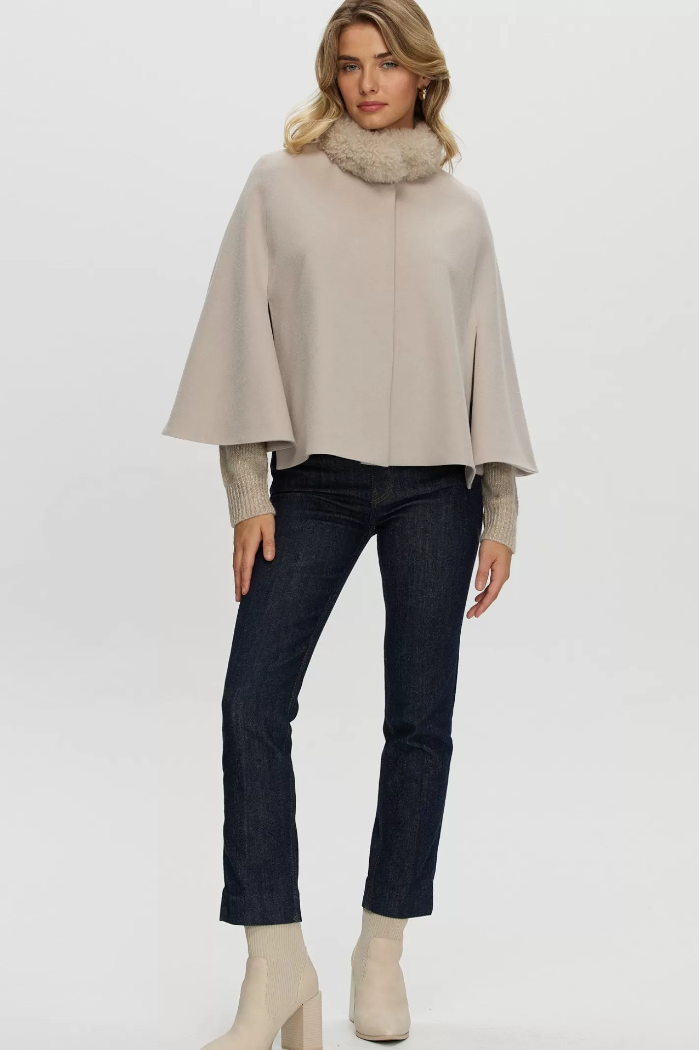 Women GORSKI Montreal Loro Piana Cashmere Cape With Select Cashmere Goat Collar